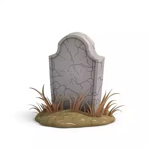  Title Cartoon Single Tombstone 3D Model