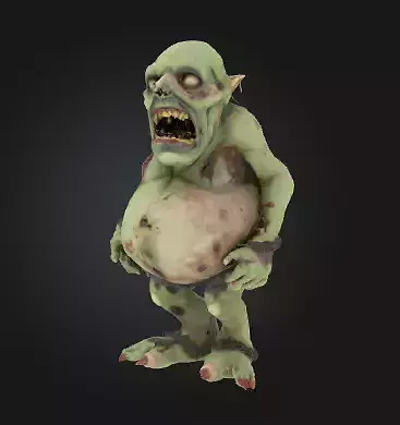 Zombie Dwarf 3D Model Realistic Horror Sculpture