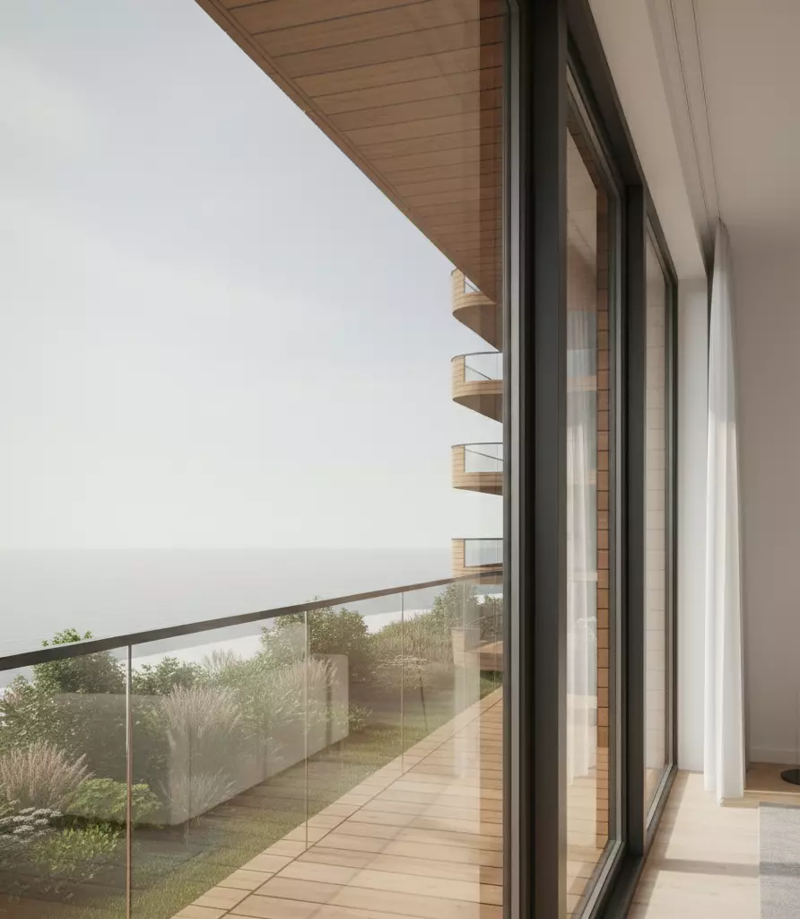 Modern Residential Building with Wood and Dark Panel Facade Low-poly 3D model_2