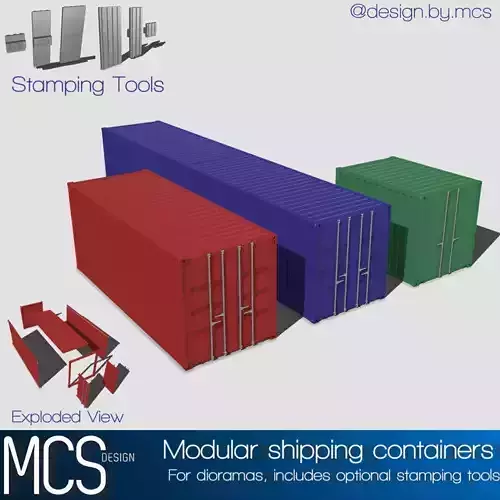 Modular Shipping Containers for Diorama with stamps 3D print model