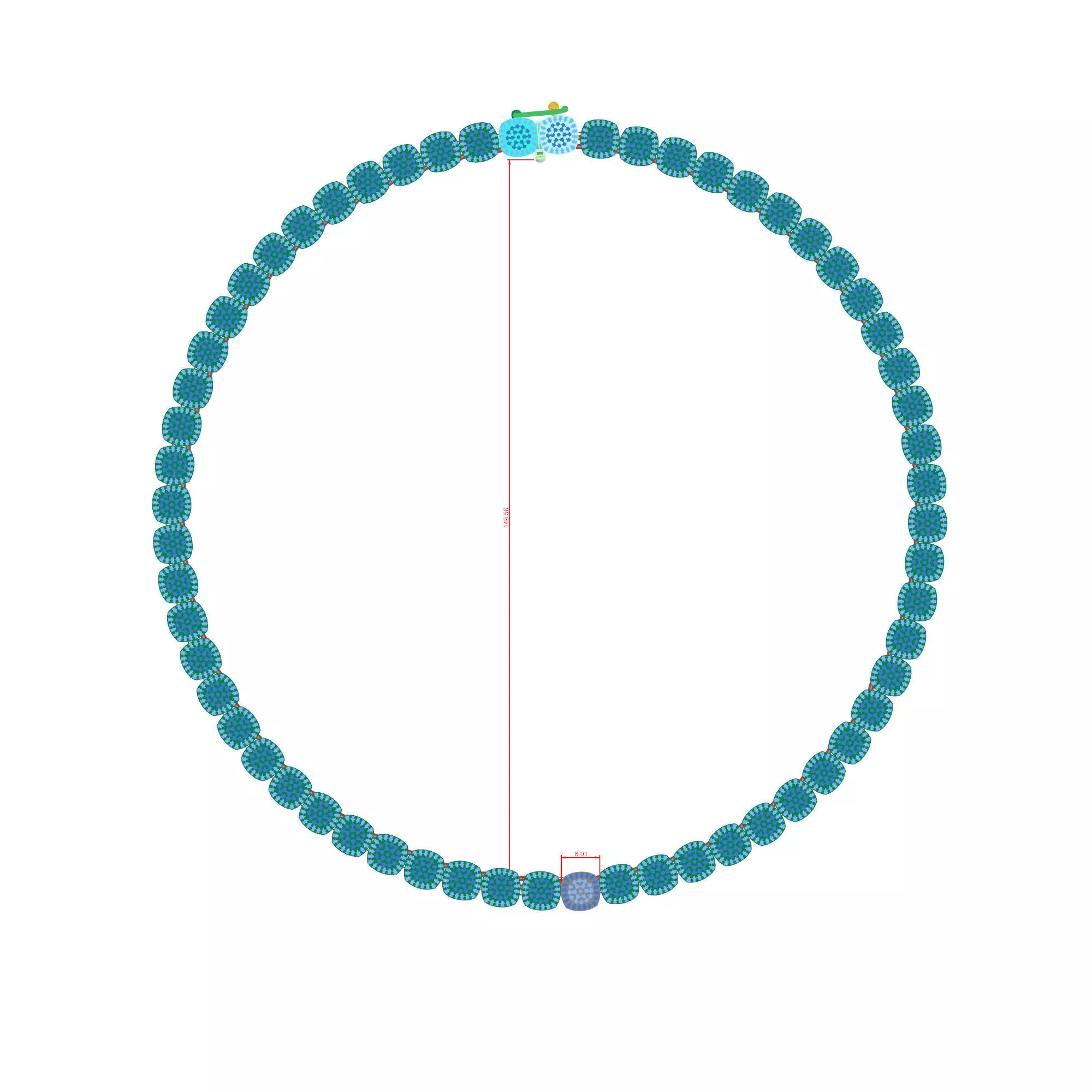 Square Diamond Necklace 3D print model_5