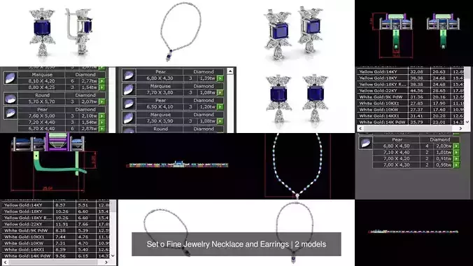 Set o Fine Jewelry Necklace and Earrings