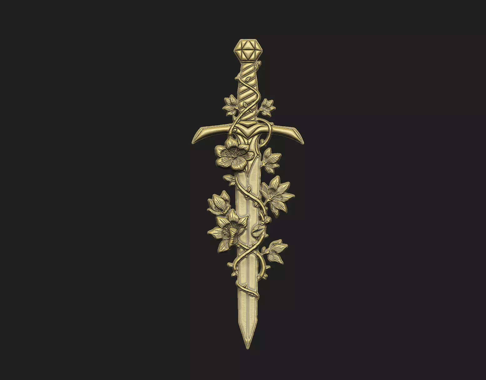 sword petal flower floral magnolia engrave laser design 3D print model