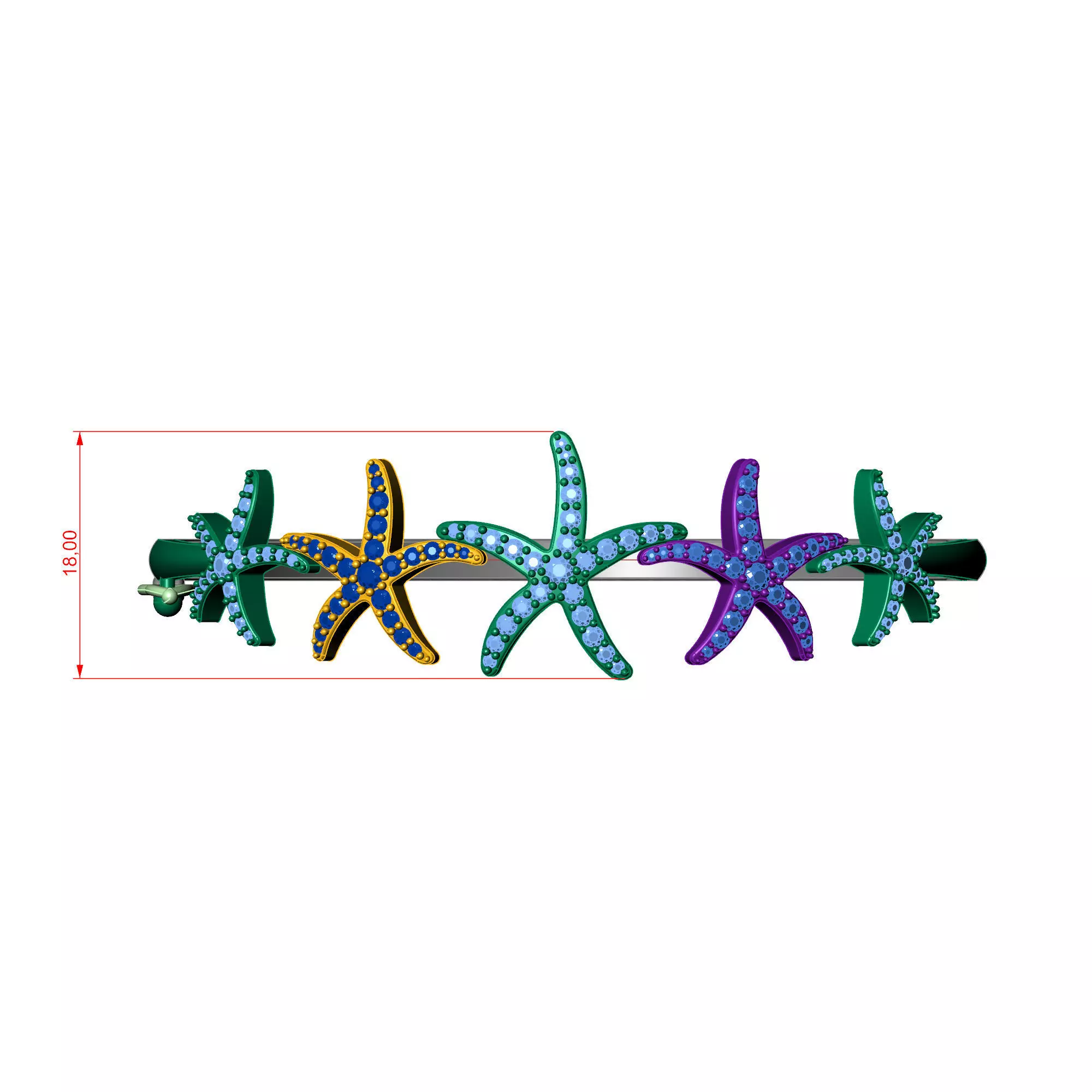 Starfish Bracelet 3D print model_4
