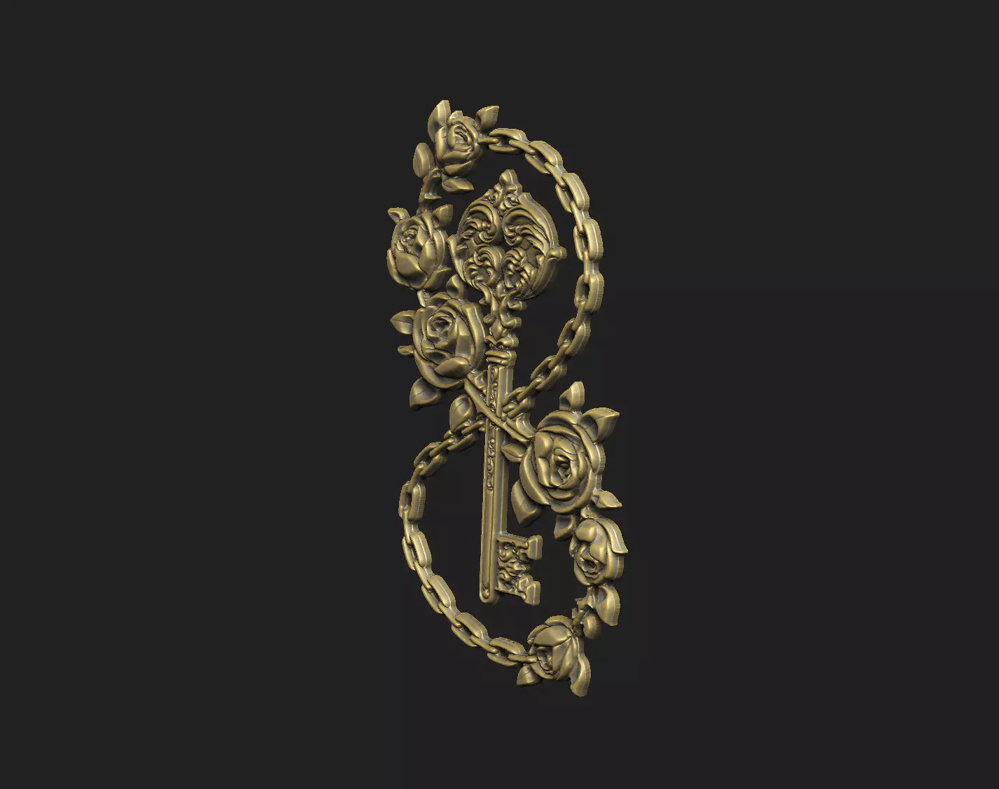 Key gothic catholic baroque pattern symbol laser design 3D print model_3
