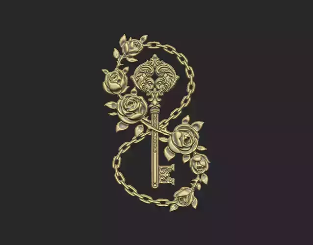 Key gothic catholic baroque pattern symbol laser design