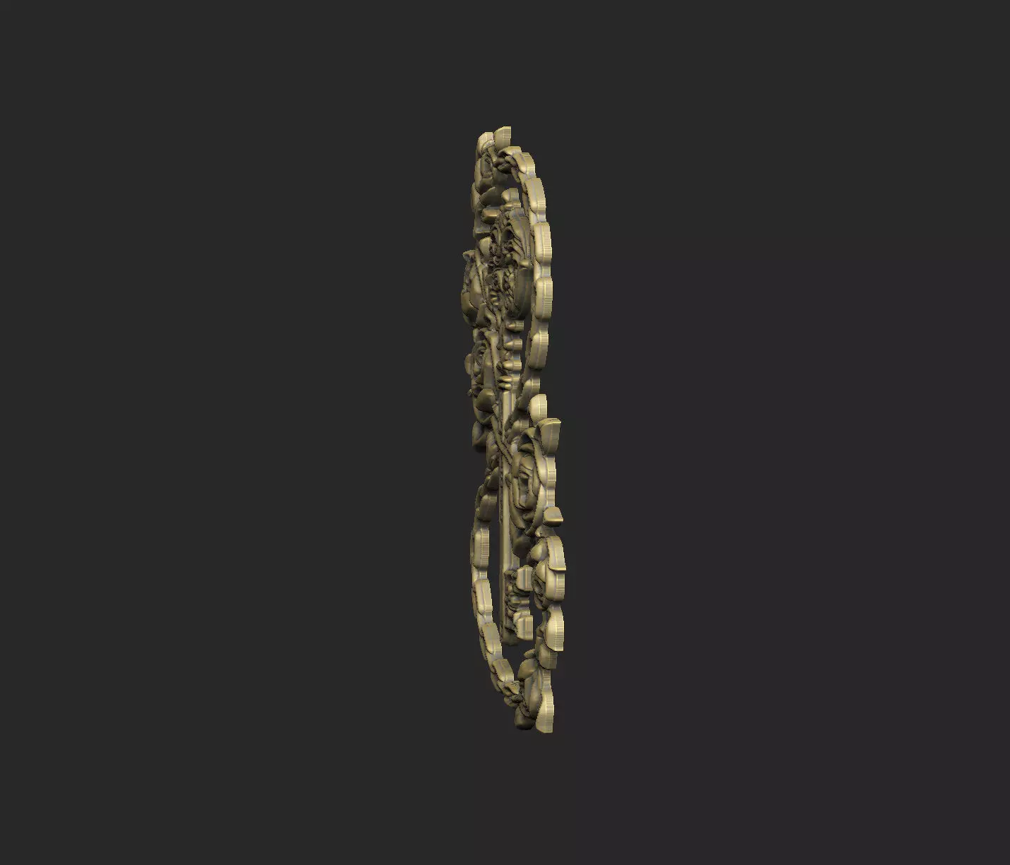 Key gothic catholic baroque pattern symbol laser design 3D print model_7