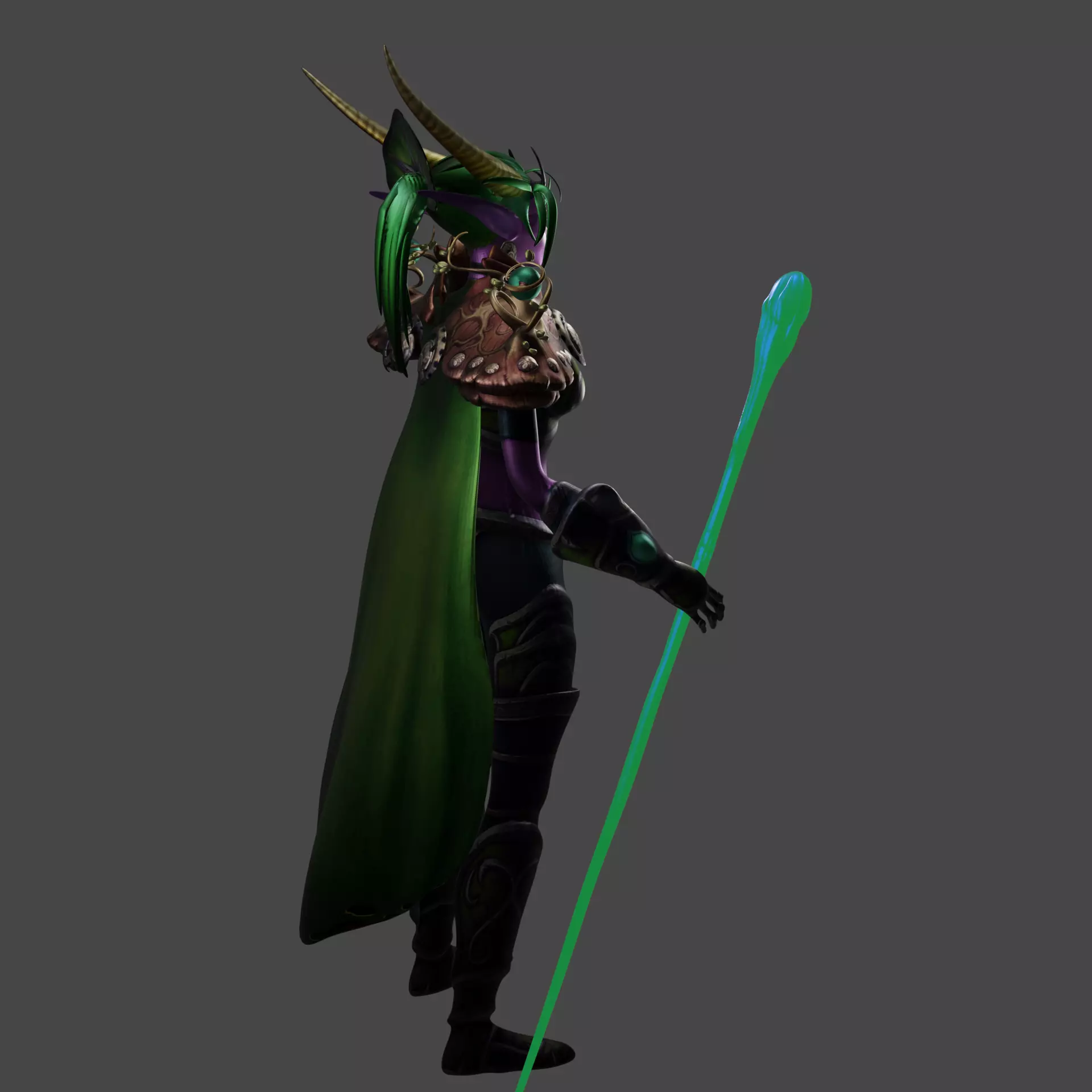 Female Emerald Dragonborn in Human Form 3D print model_7