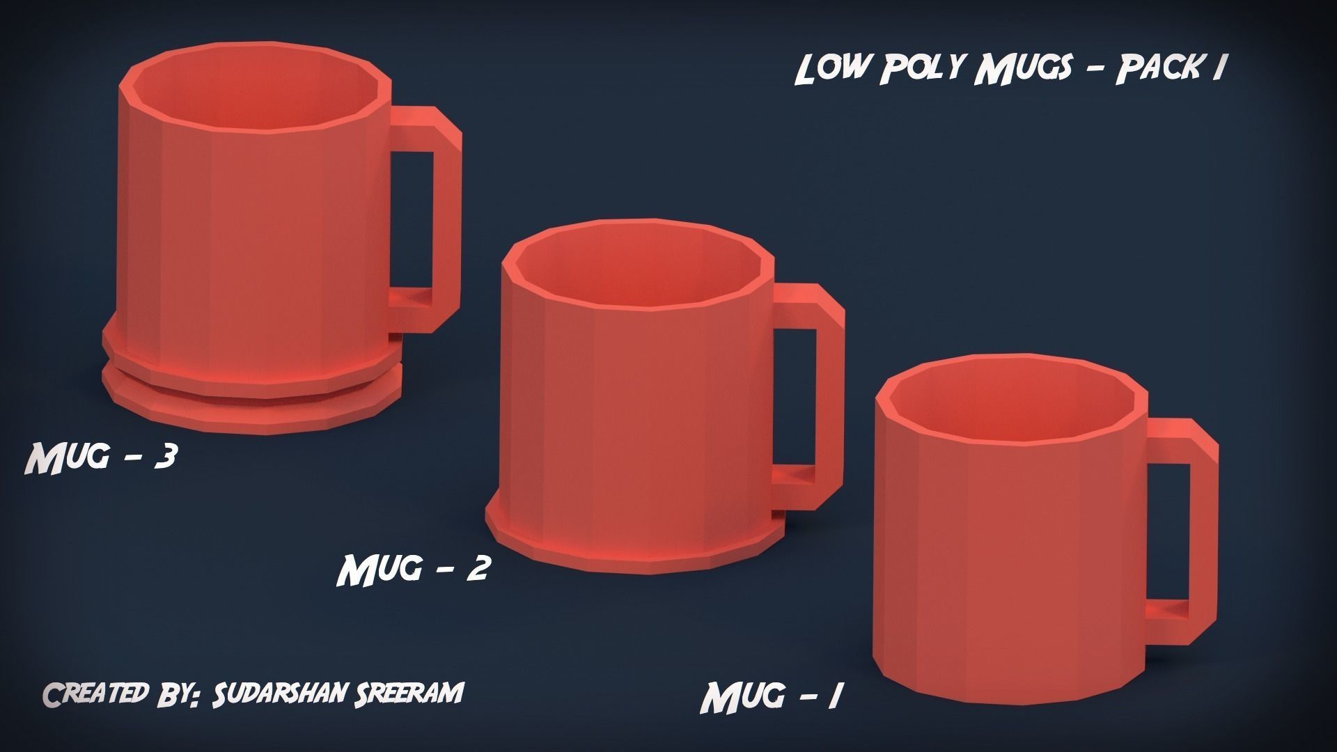 Low Poly Mugs - Pack 1 Free 3D print model