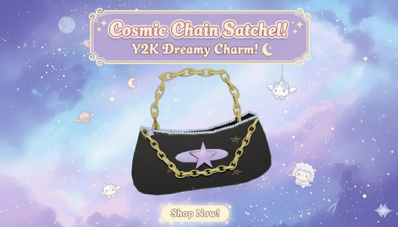 Black Shoulder Bag Gold Chain Y2K Fashion Accessory 3DModel Free 3D model