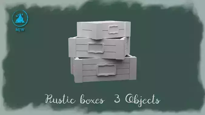 Rustic Wooden Boxes 3 STL Miniature Crates for 3D Printing