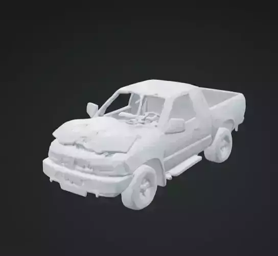 Wrecked Pickup Truck 3D Model Realistic Vehicle Scene