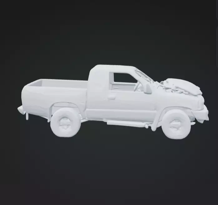 Wrecked Pickup Truck 3D Model Realistic Vehicle Scene Free 3D print model_1