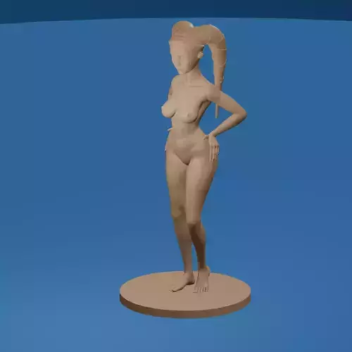 Blue Head Tail Alien Woman Nude