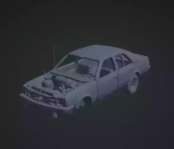 Wrecked Car 3D Model Realistic Vehicle Scene