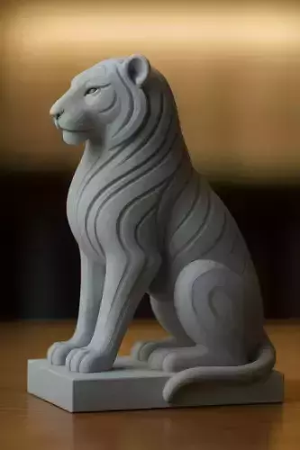 Tiger Statue STL for 3D Printing Decorative Sculpture Home Decor