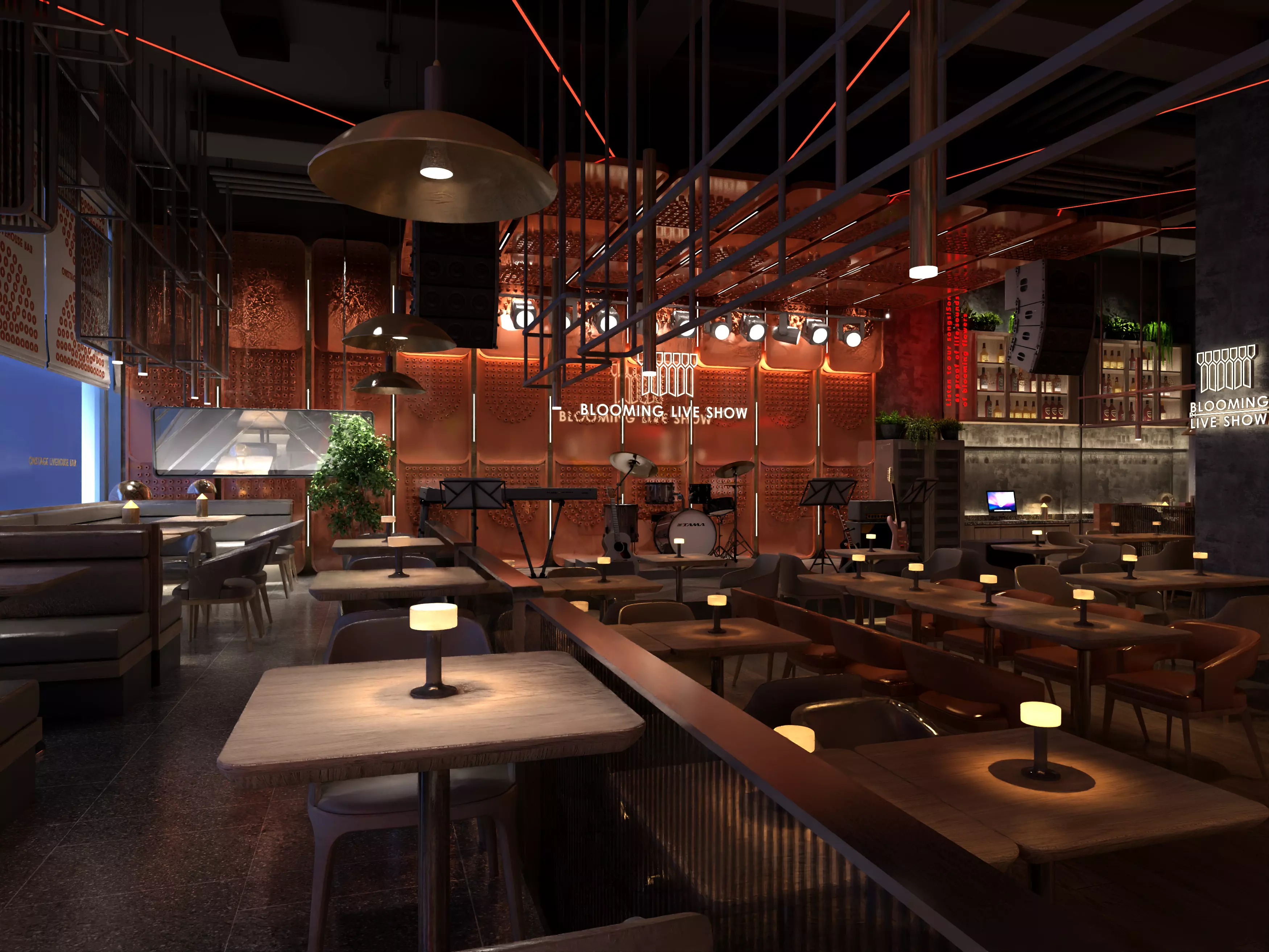 Luxury nightclub bar interior design 3D model_0