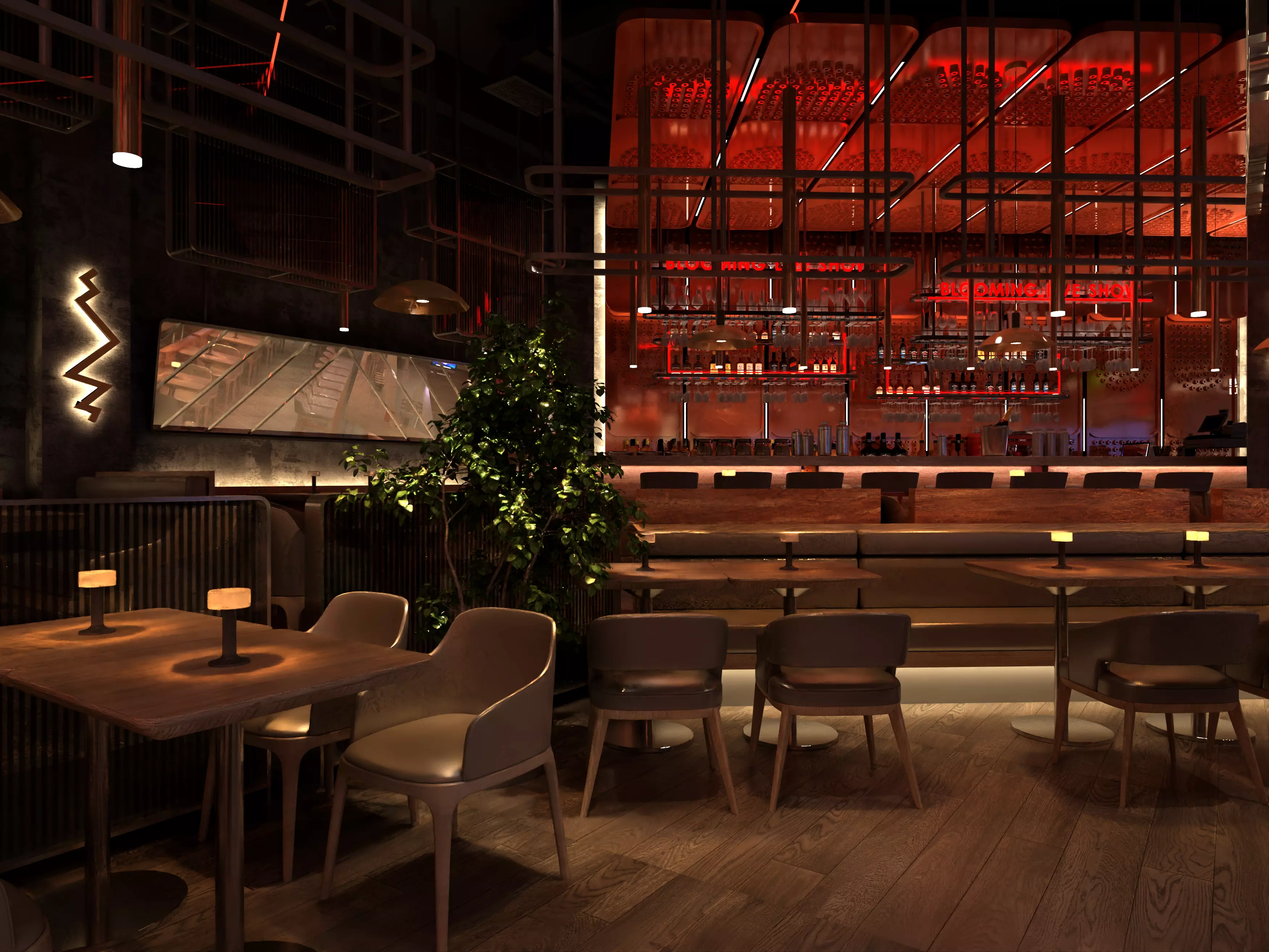 Luxury nightclub bar interior design 3D model_8