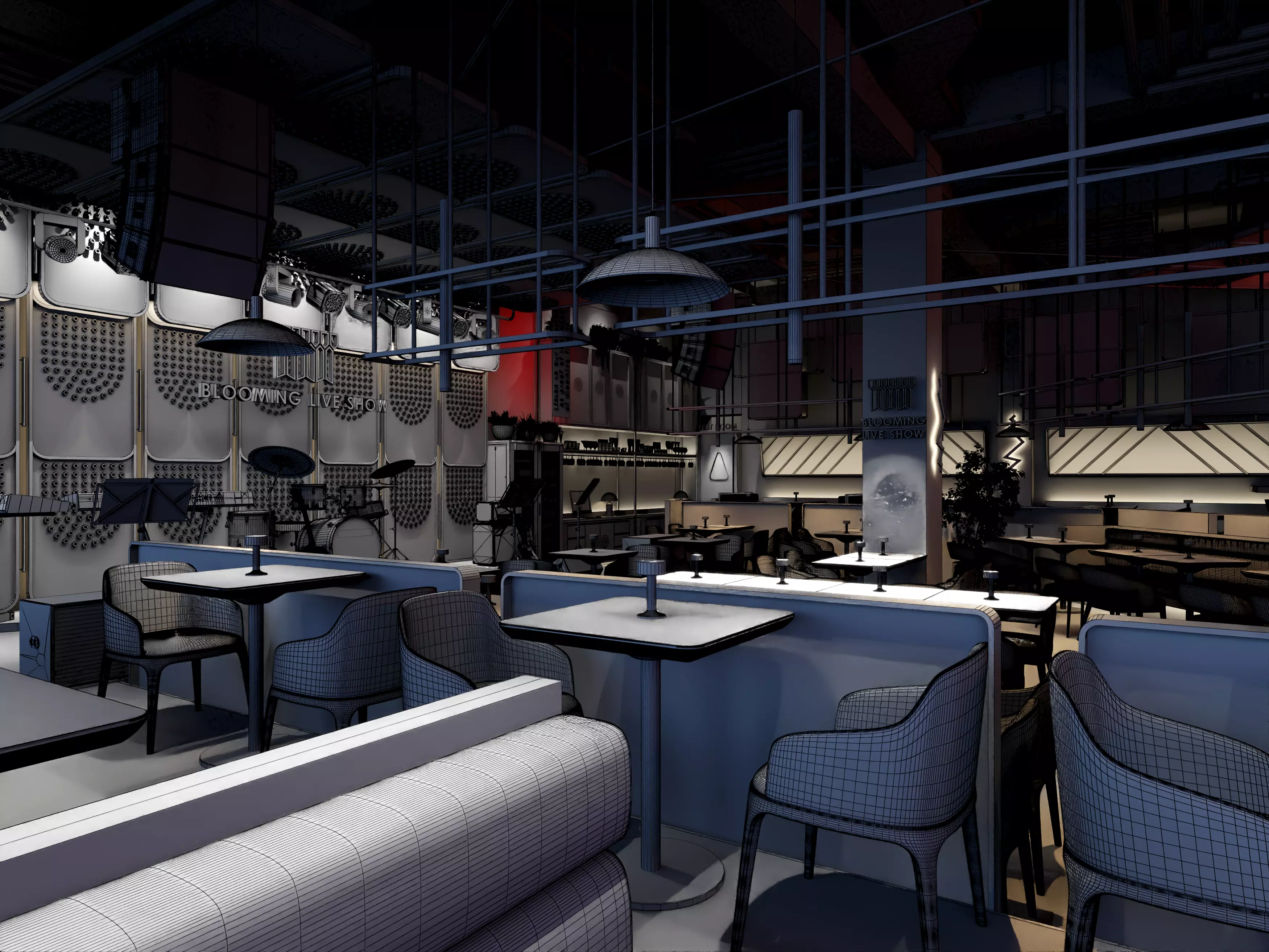 Luxury nightclub bar interior design 3D model_11