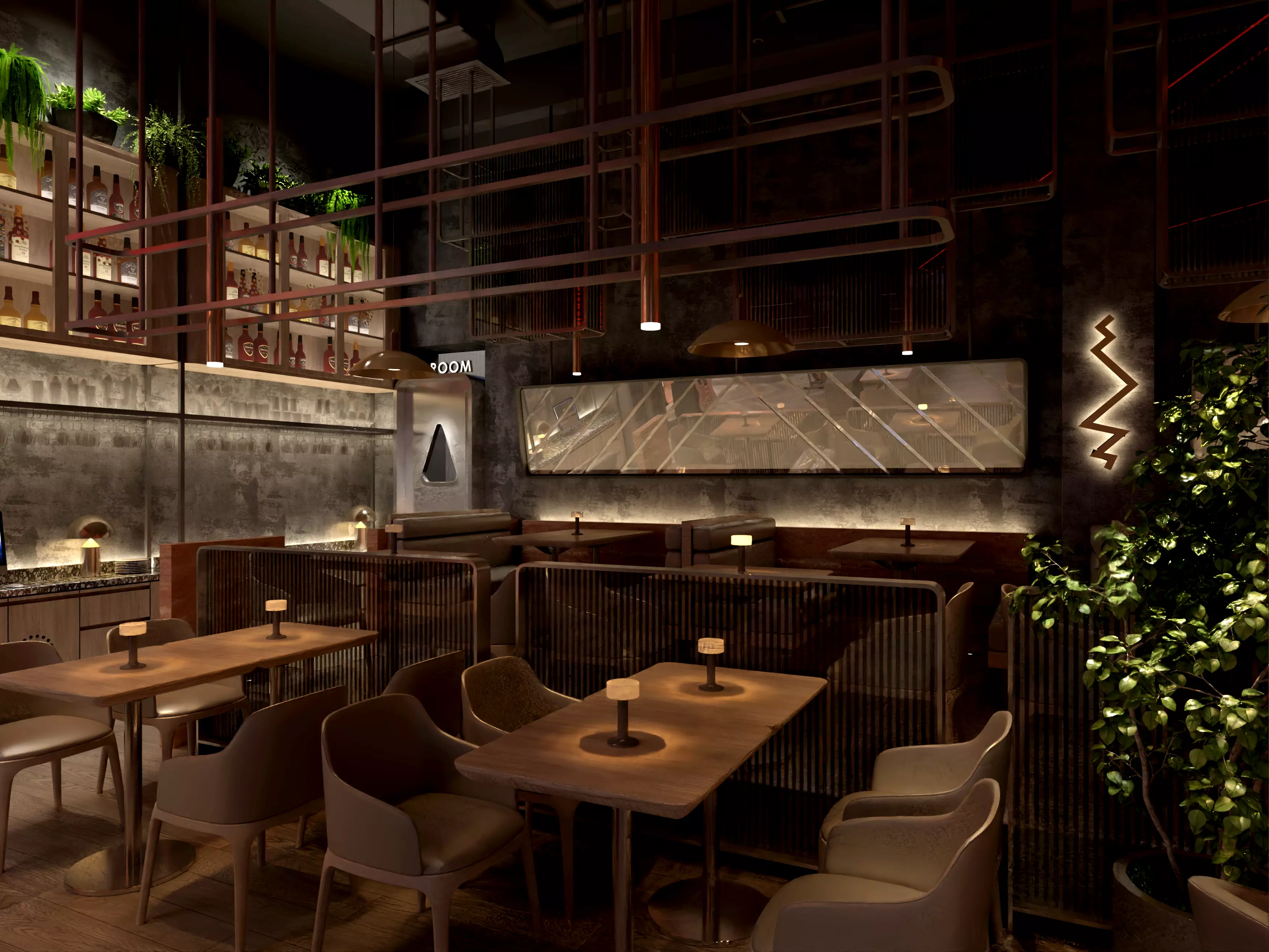 Luxury nightclub bar interior design 3D model_6