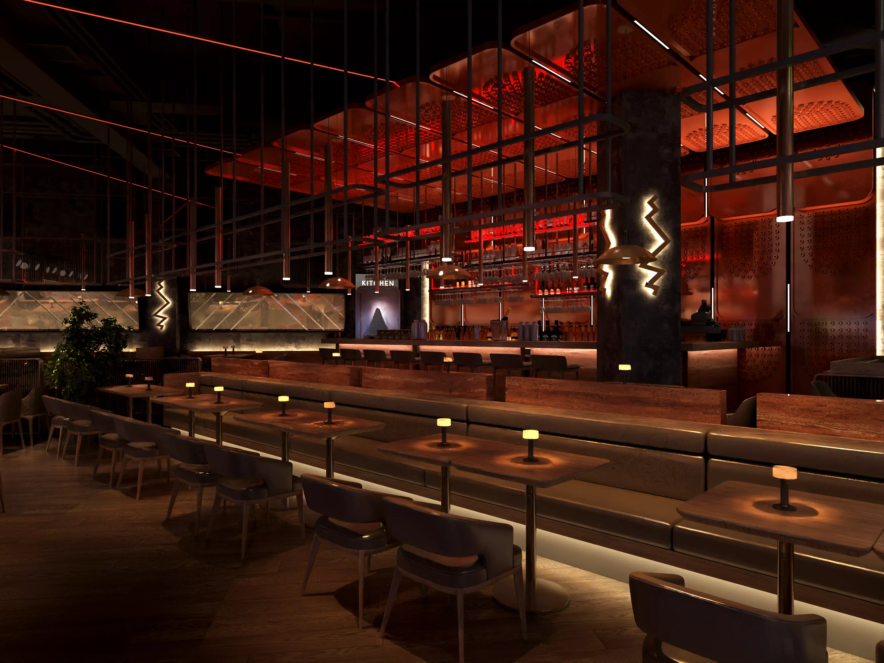 Luxury nightclub bar interior design 3D model_5