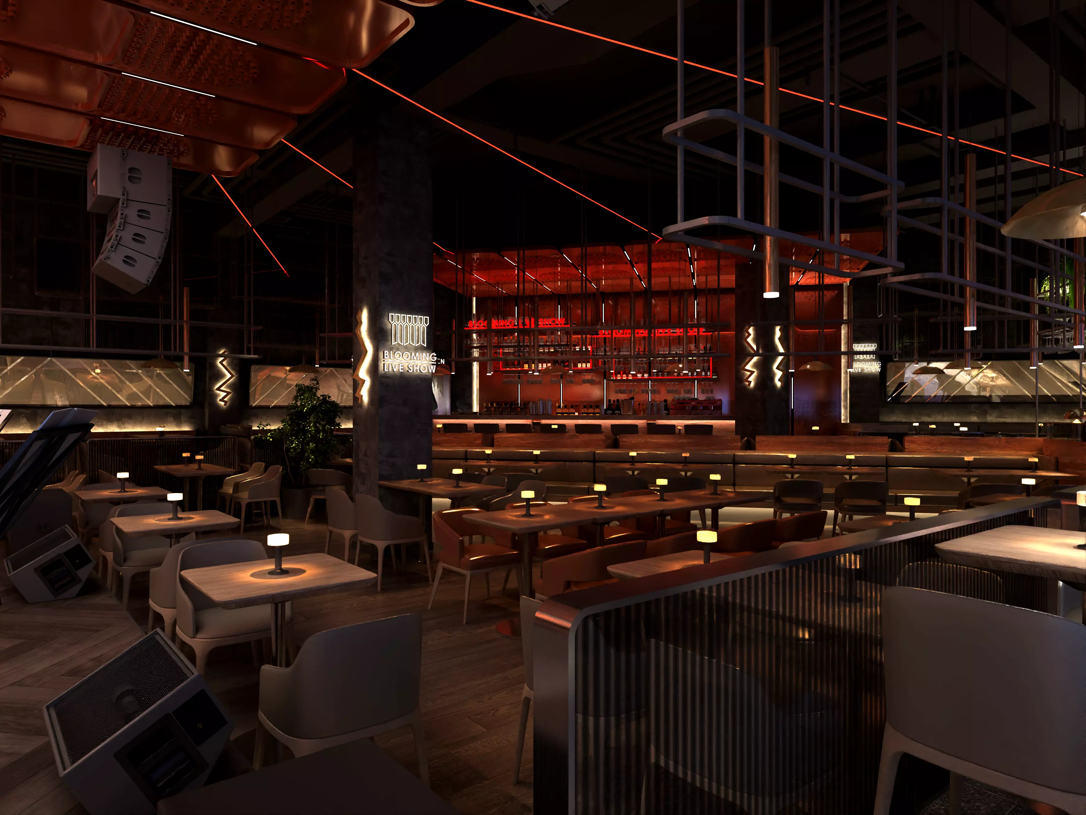 Luxury nightclub bar interior design 3D model_4