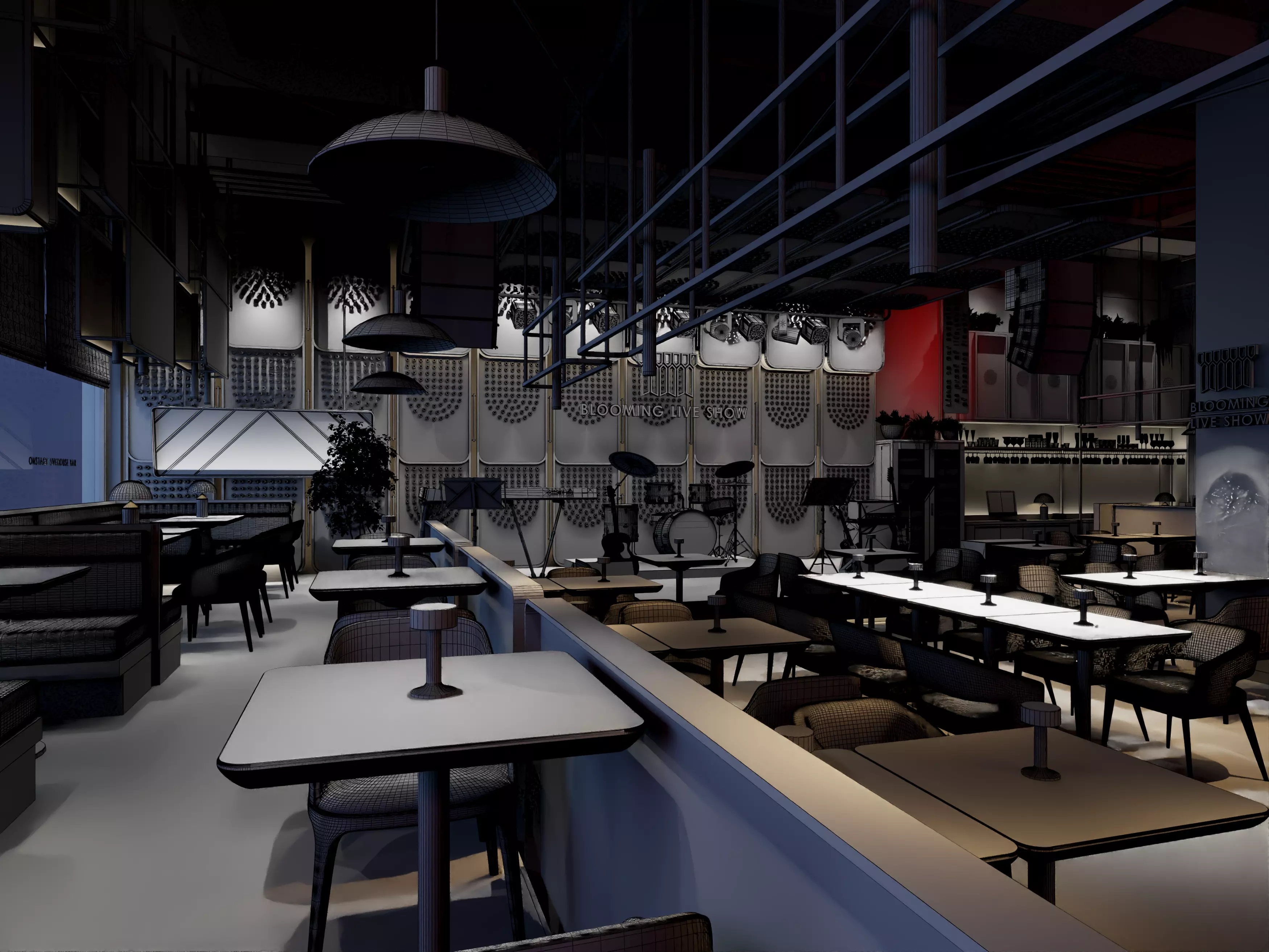 Luxury nightclub bar interior design 3D model_17