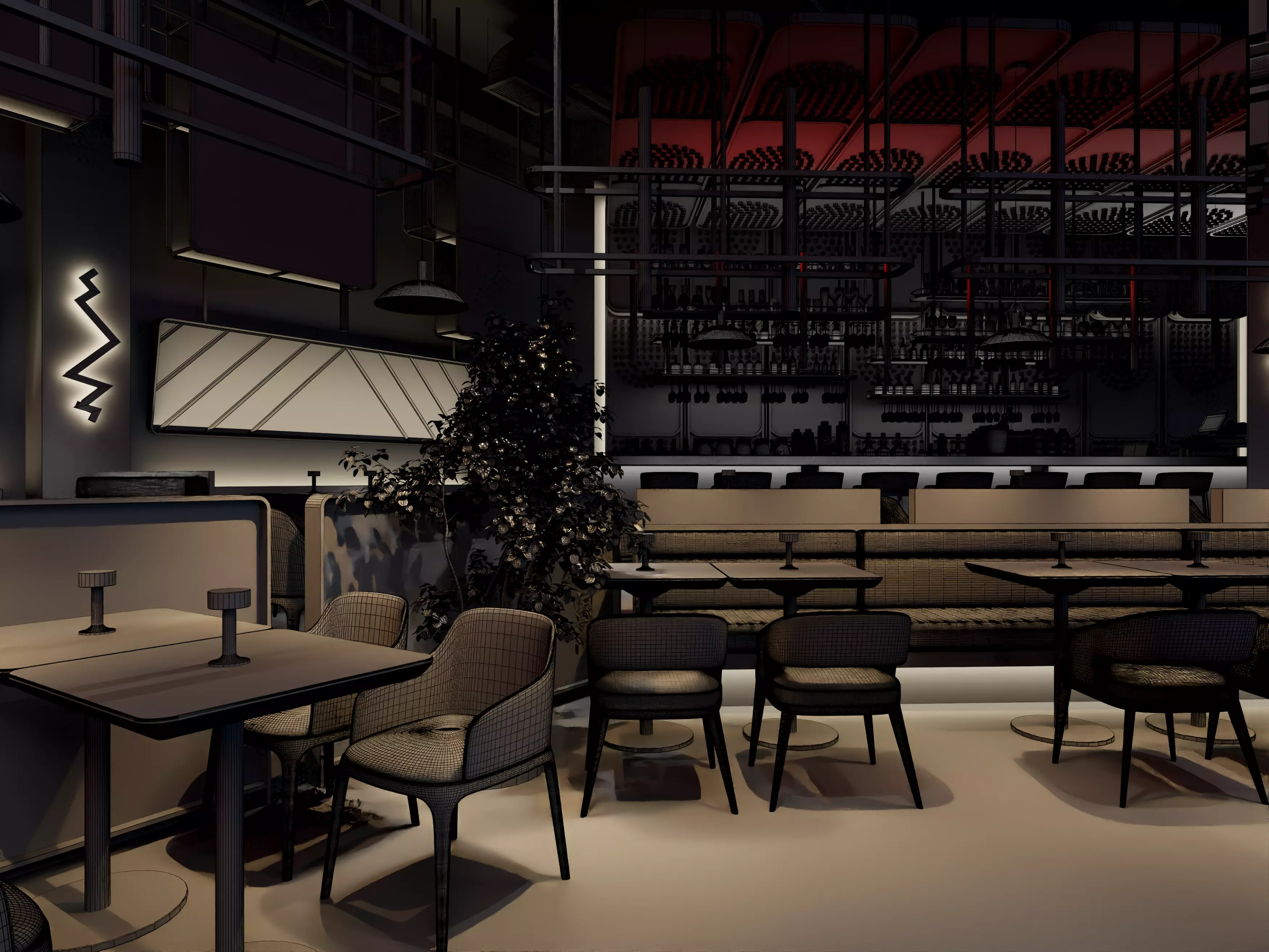 Luxury nightclub bar interior design 3D model_15