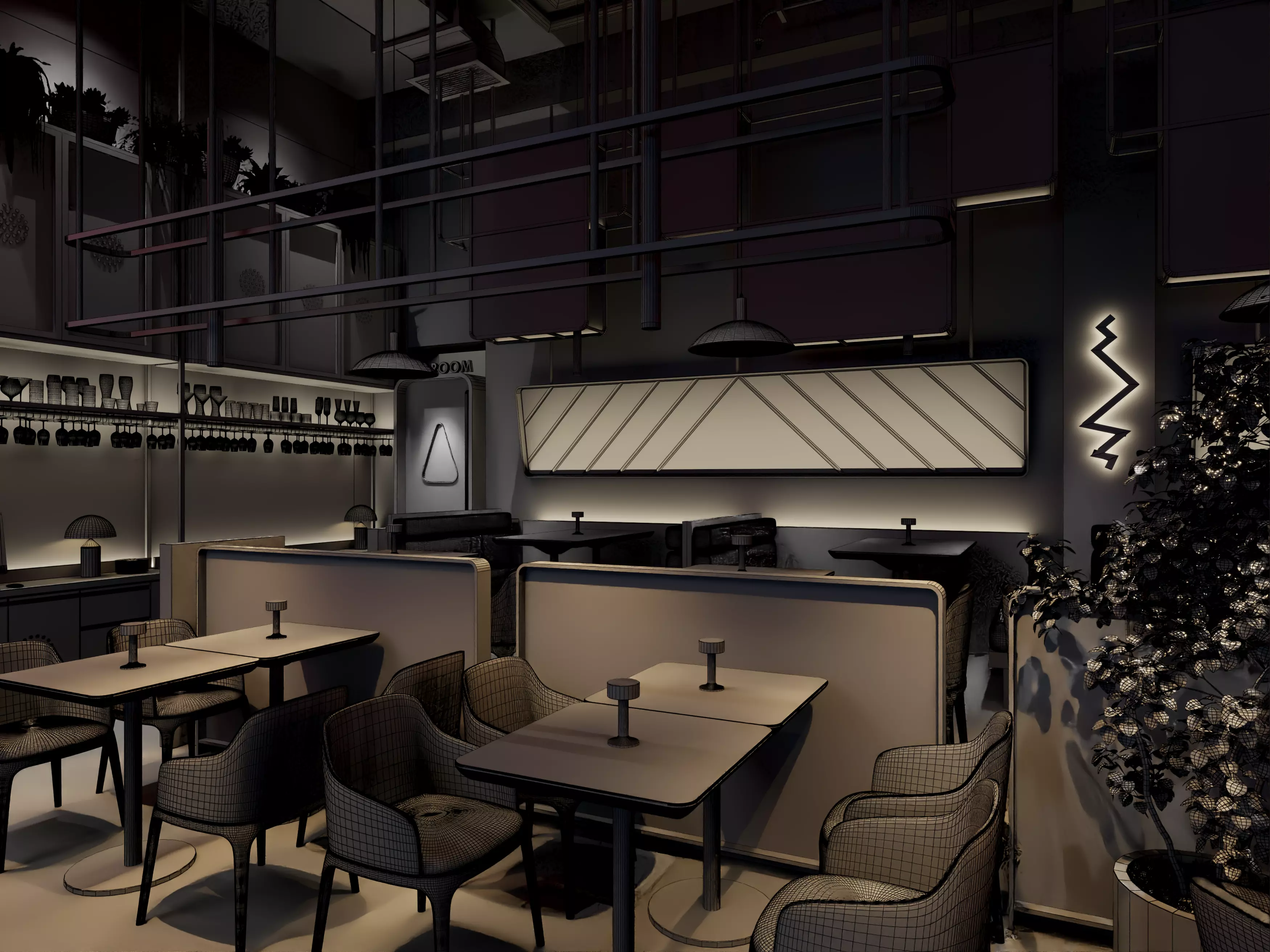 Luxury nightclub bar interior design 3D model_14