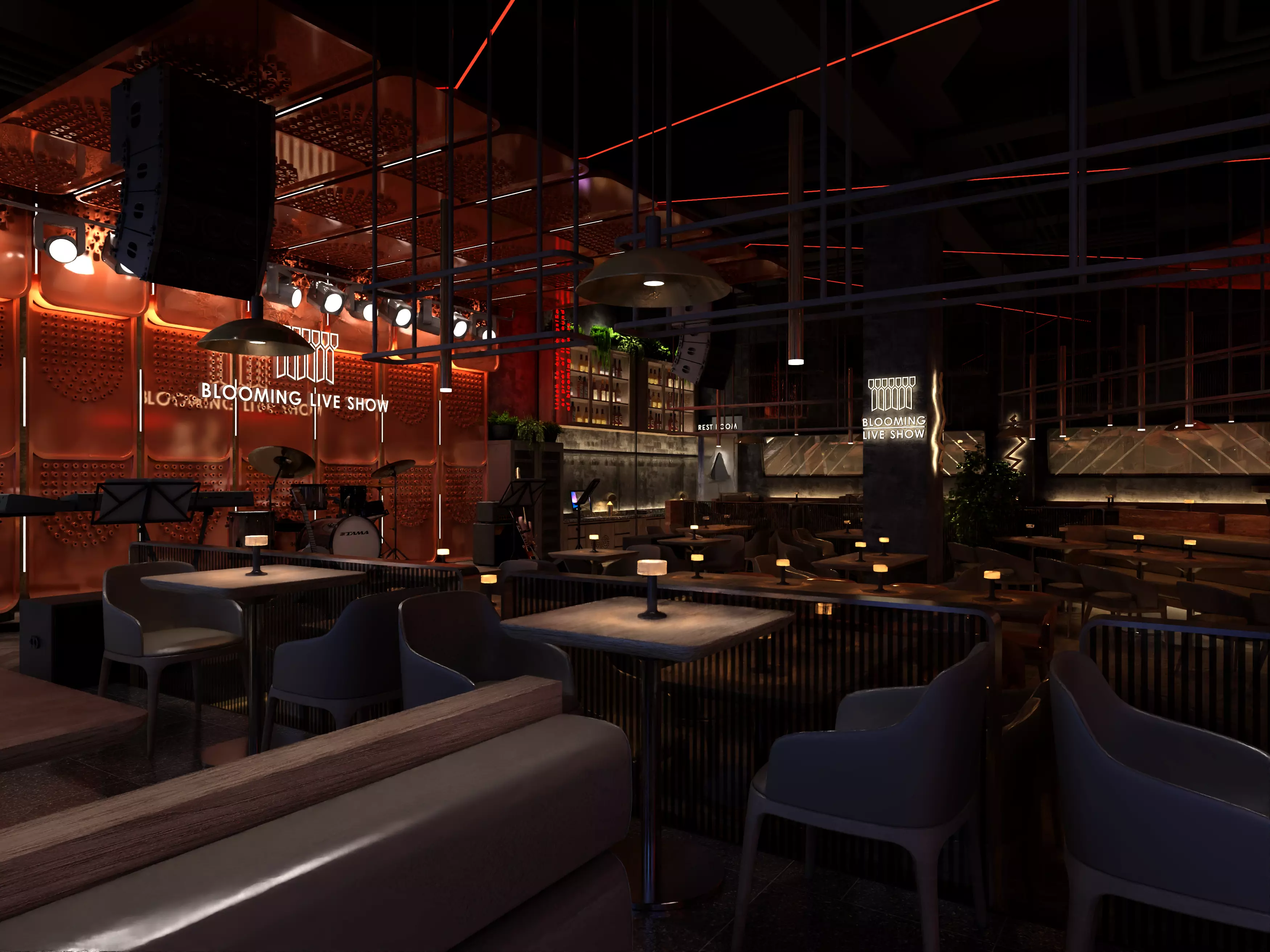 Luxury nightclub bar interior design 3D model_3