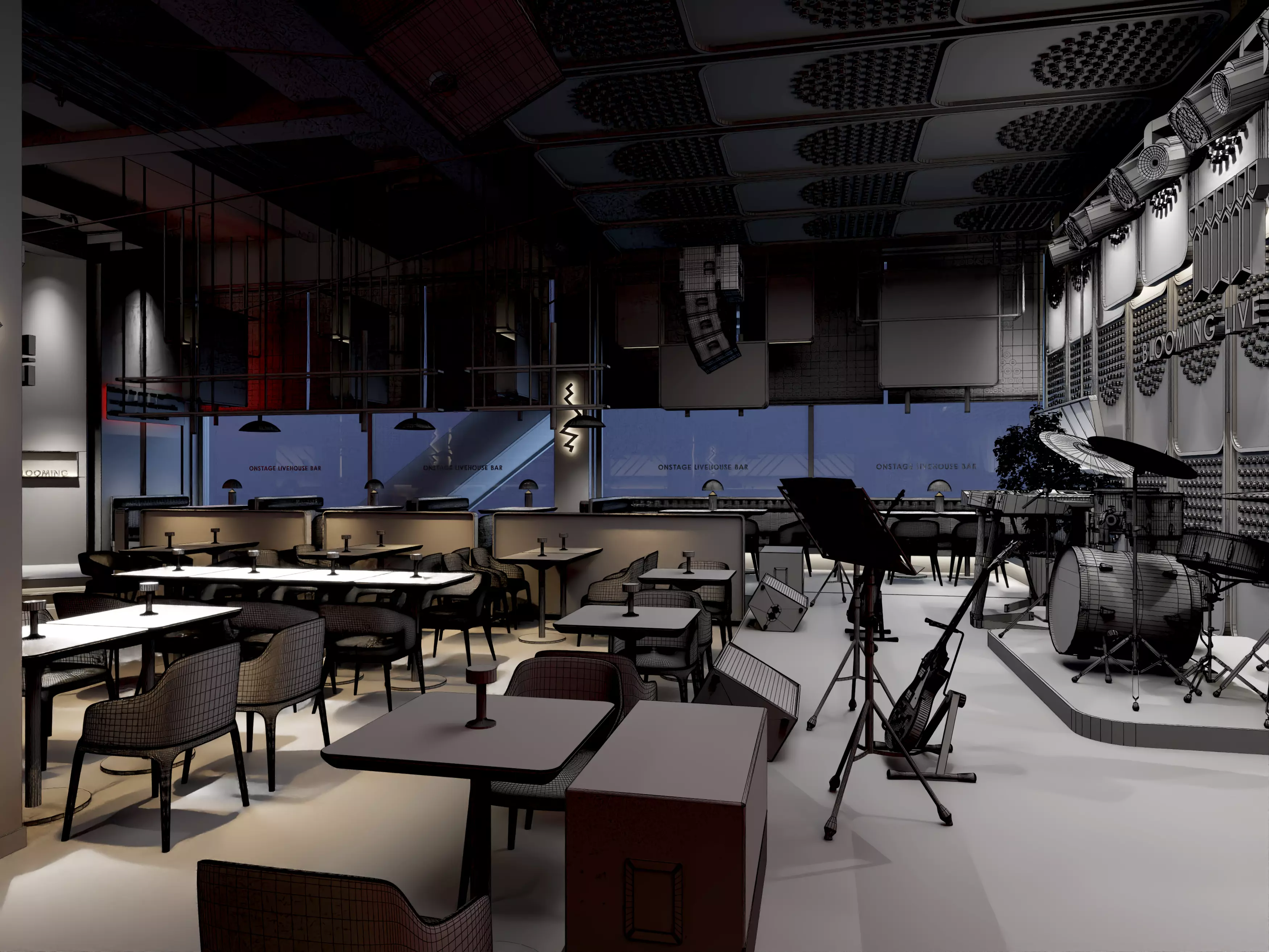 Luxury nightclub bar interior design 3D model_10