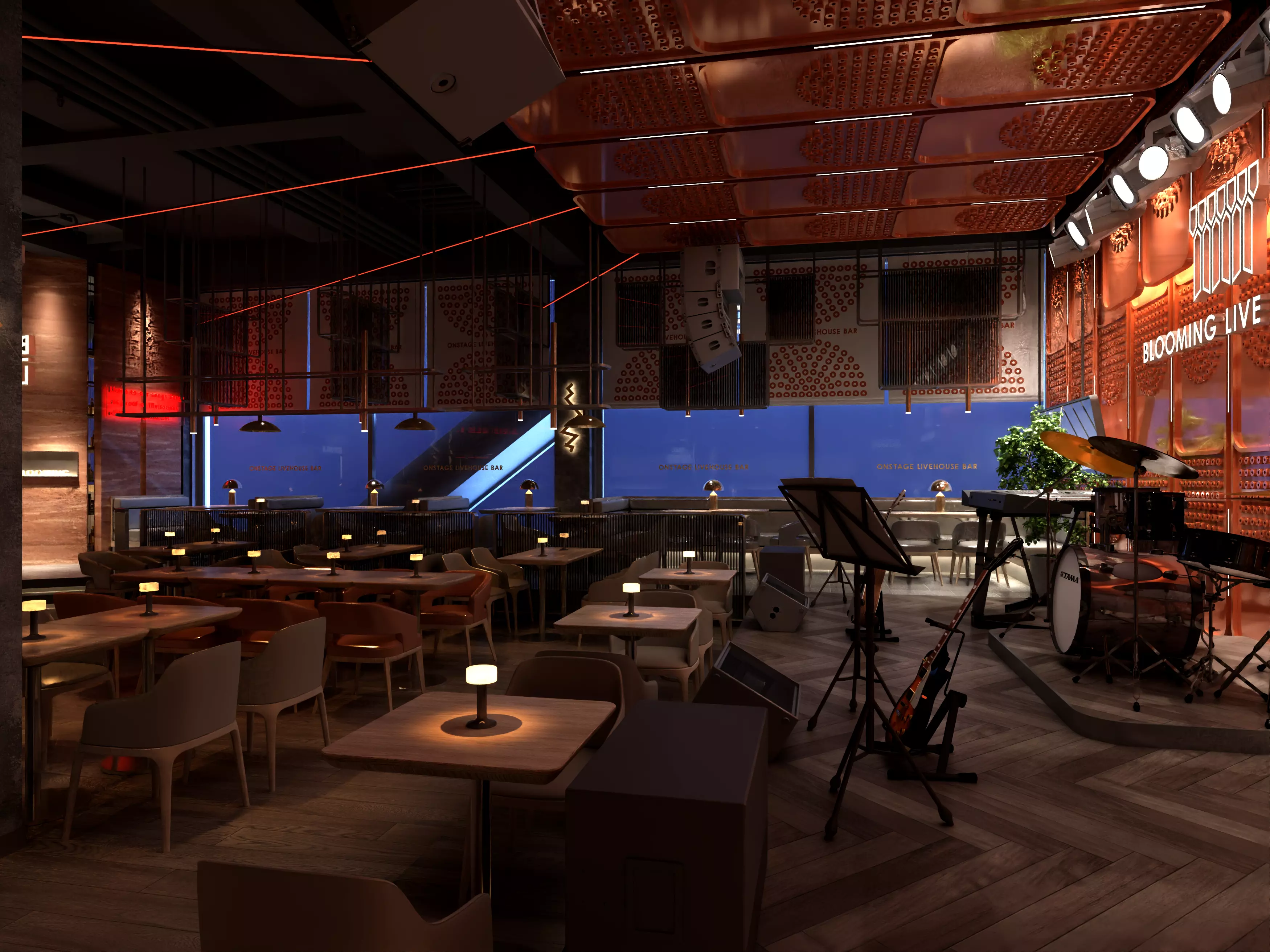 Luxury nightclub bar interior design 3D model_2