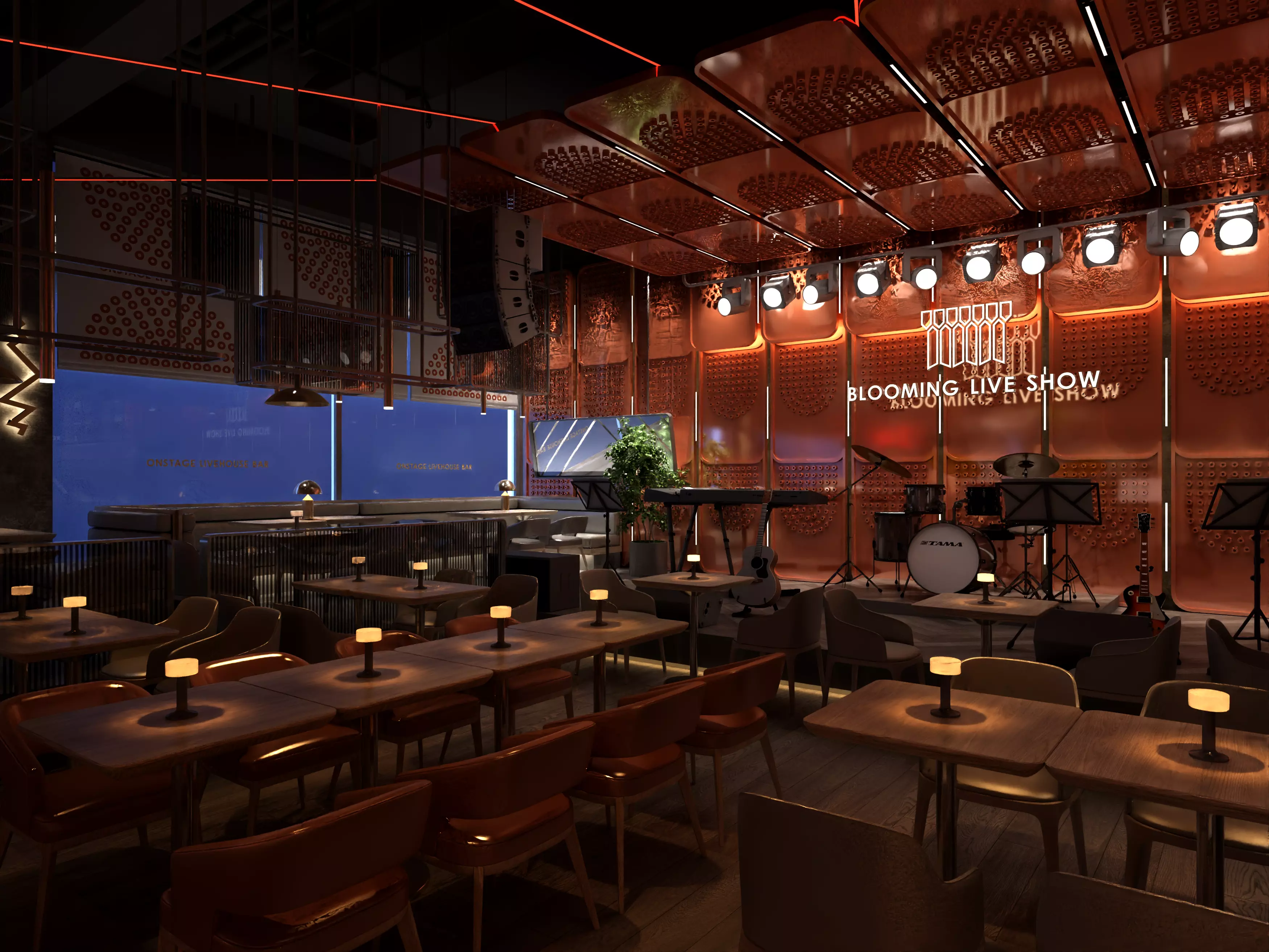 Luxury nightclub bar interior design 3D model_1