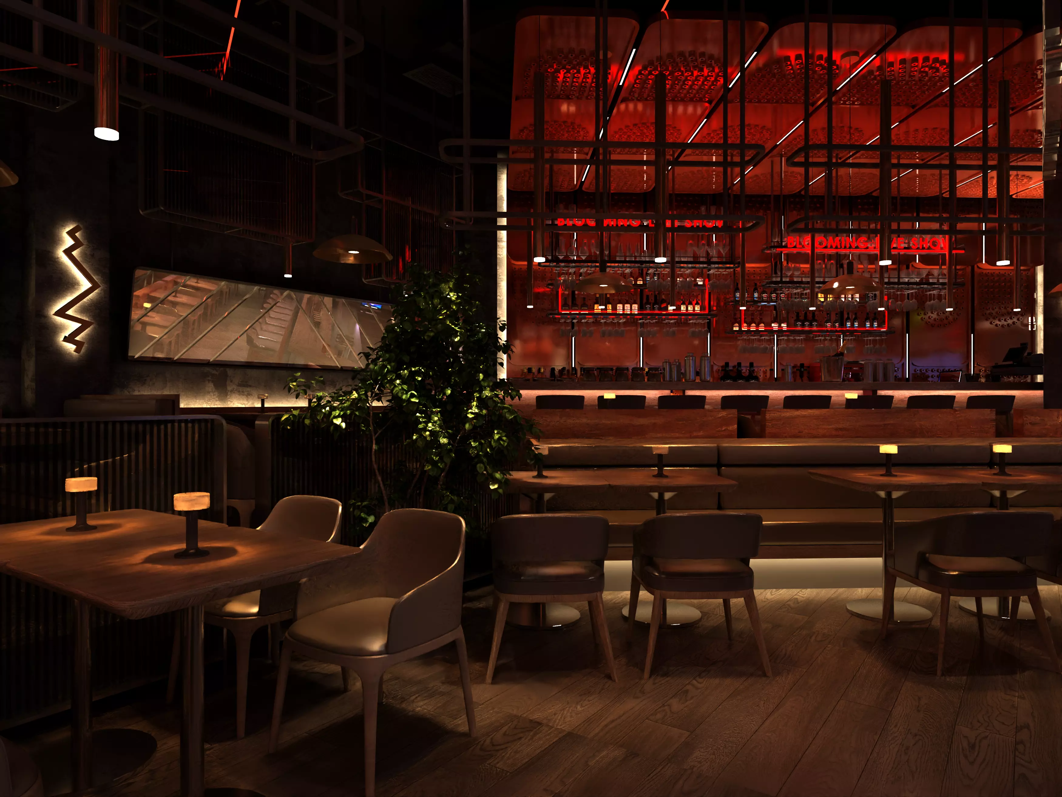 Luxury nightclub bar interior design 3D model_7