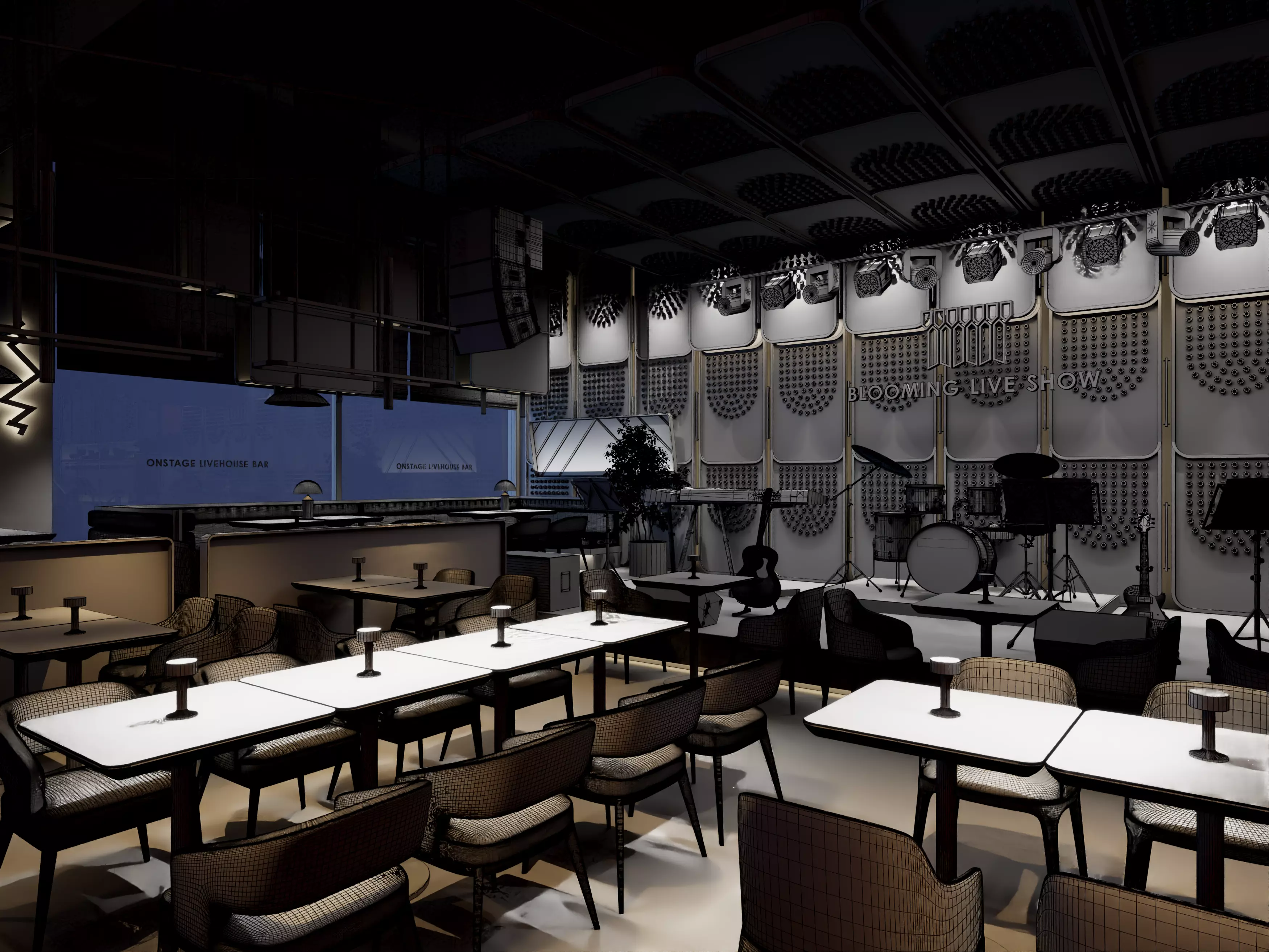 Luxury nightclub bar interior design 3D model_9