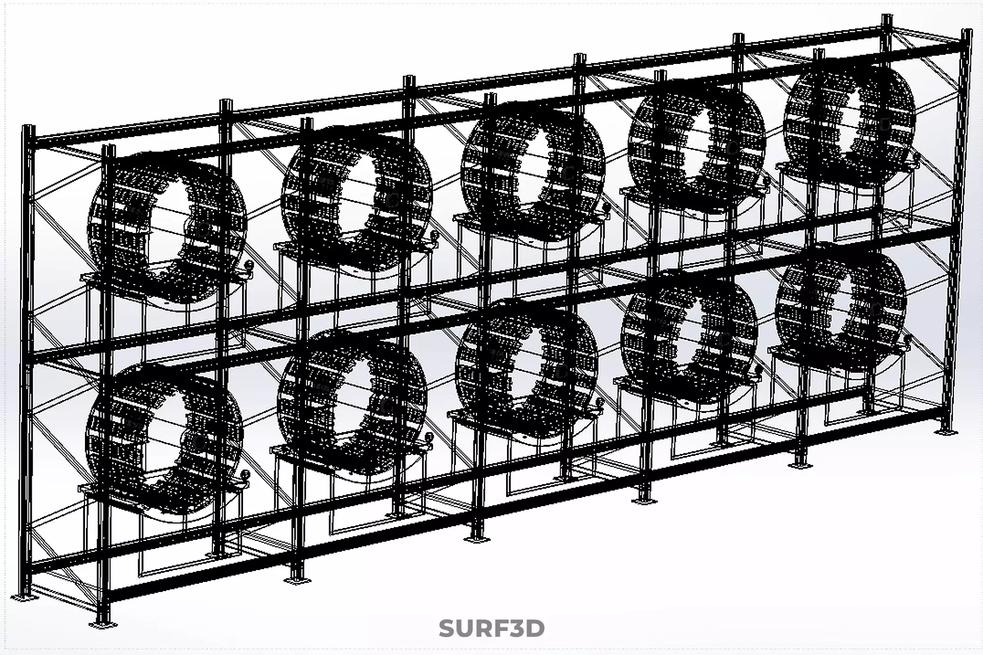 ARRAY ROW SHELF RACK TRAY ROTARY HYDROPONIC PLANT GARDEN TOWER 3D model_26