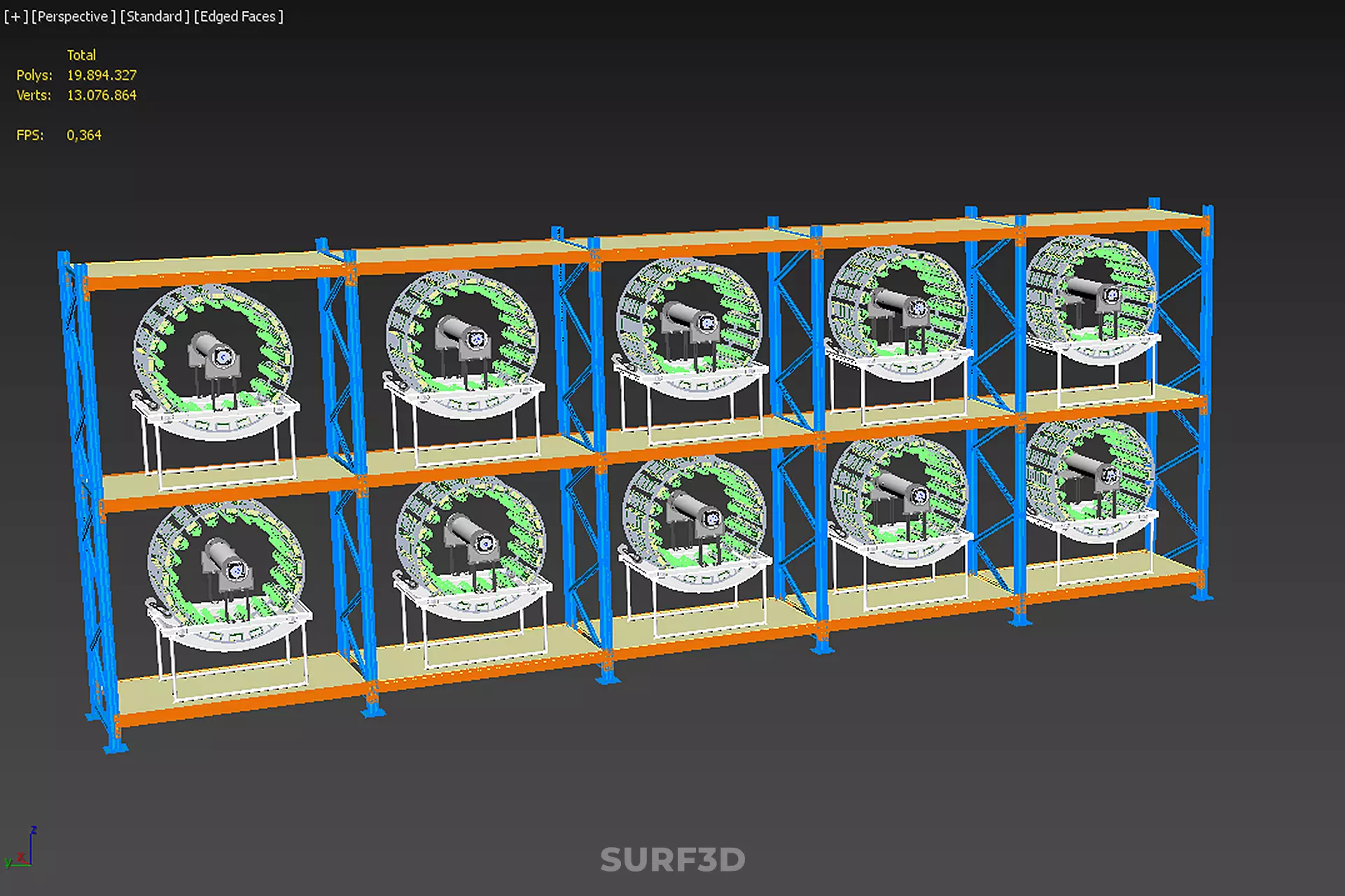 ARRAY ROW SHELF RACK TRAY ROTARY HYDROPONIC PLANT GARDEN TOWER 3D model_25