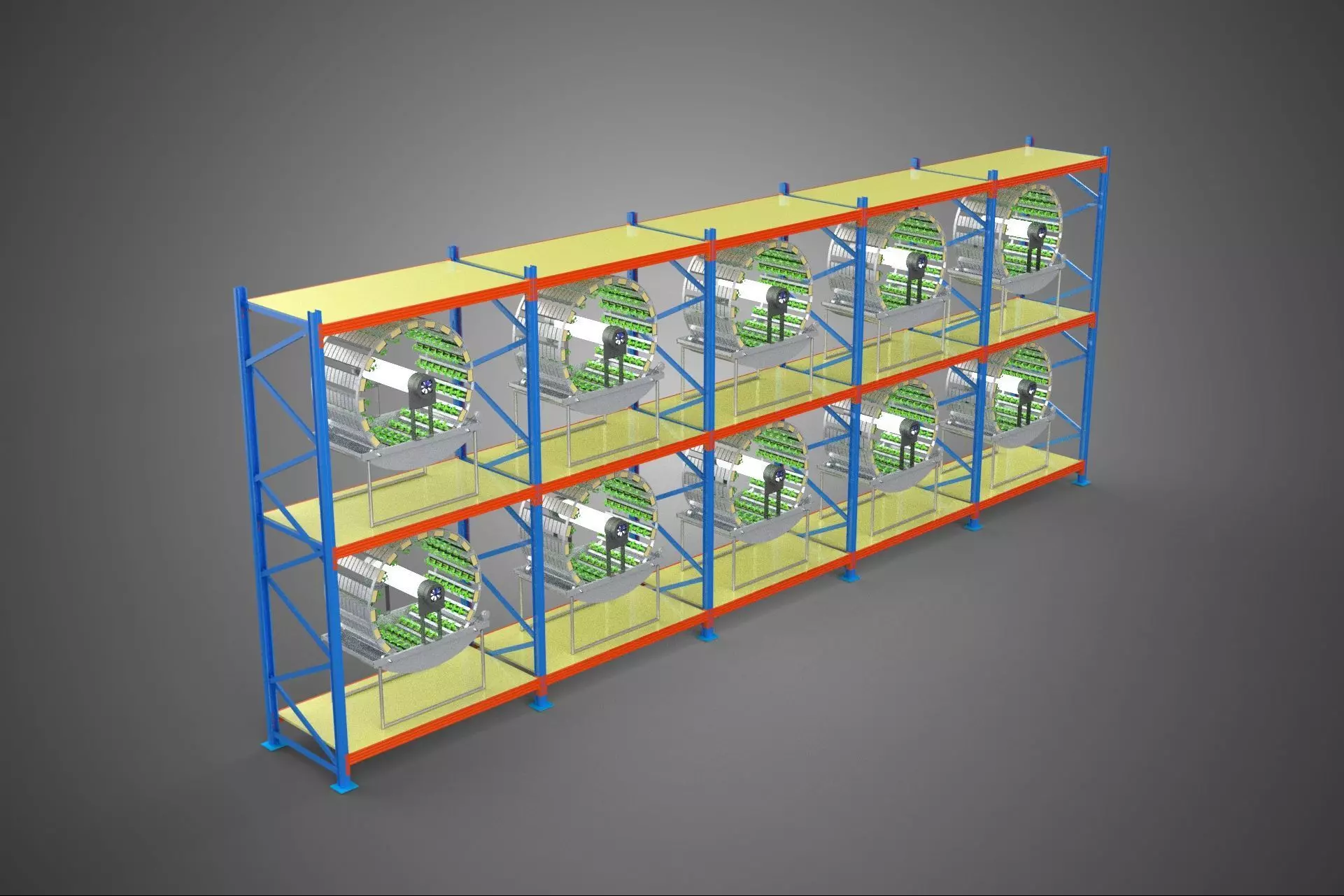 ARRAY ROW SHELF RACK TRAY ROTARY HYDROPONIC PLANT GARDEN TOWER 3D model_0