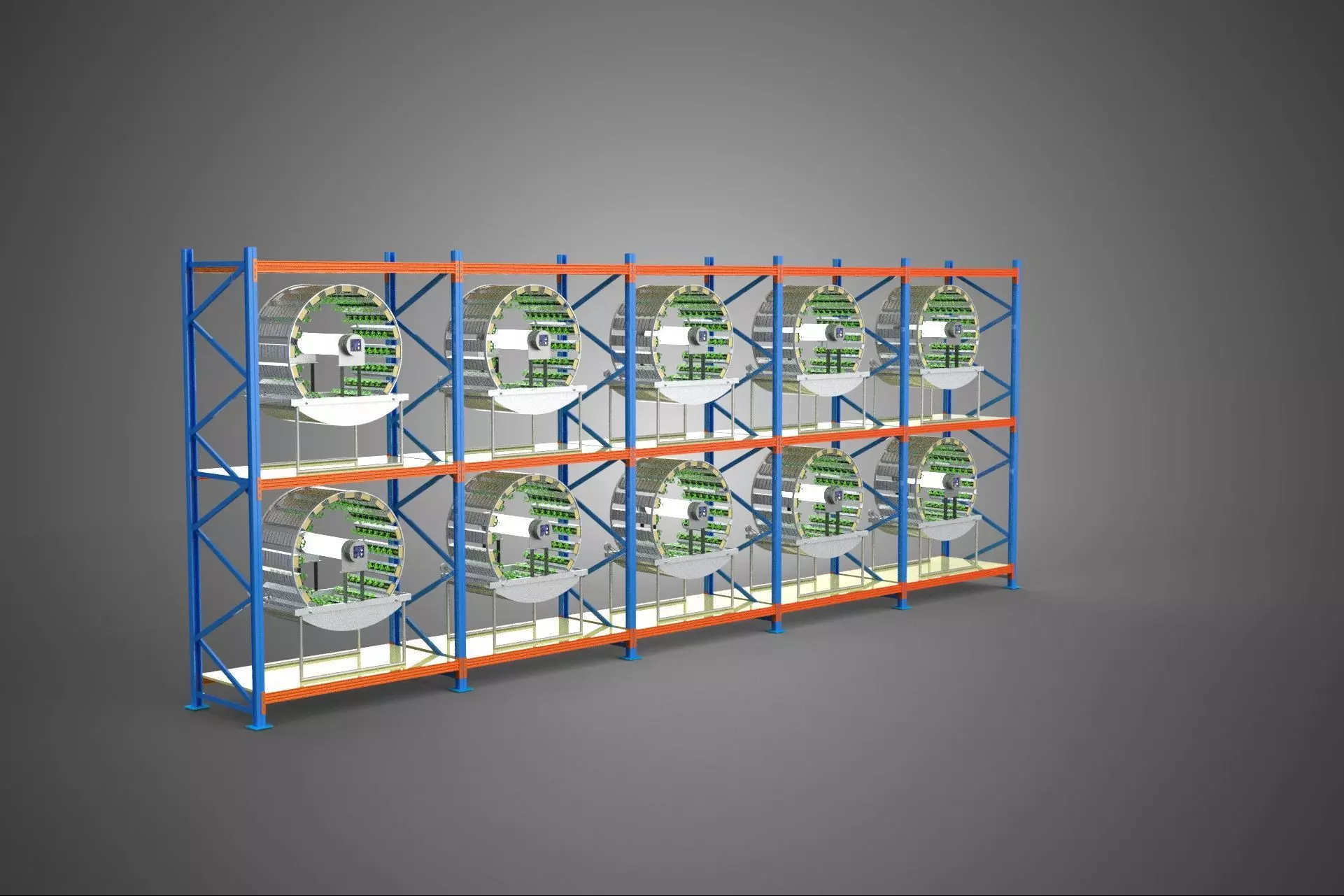 ARRAY ROW SHELF RACK TRAY ROTARY HYDROPONIC PLANT GARDEN TOWER 3D model_9