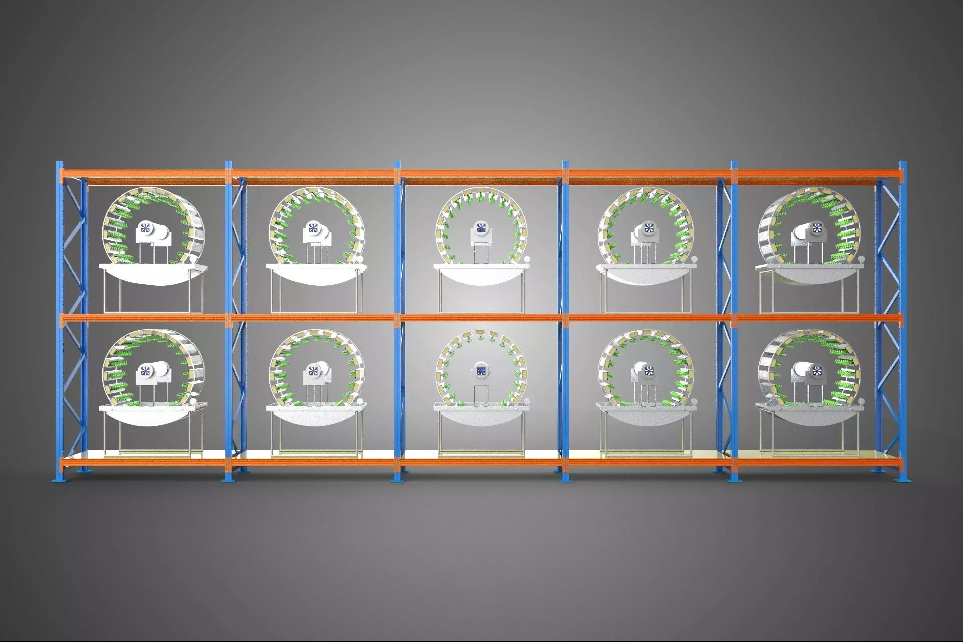 ARRAY ROW SHELF RACK TRAY ROTARY HYDROPONIC PLANT GARDEN TOWER 3D model_22