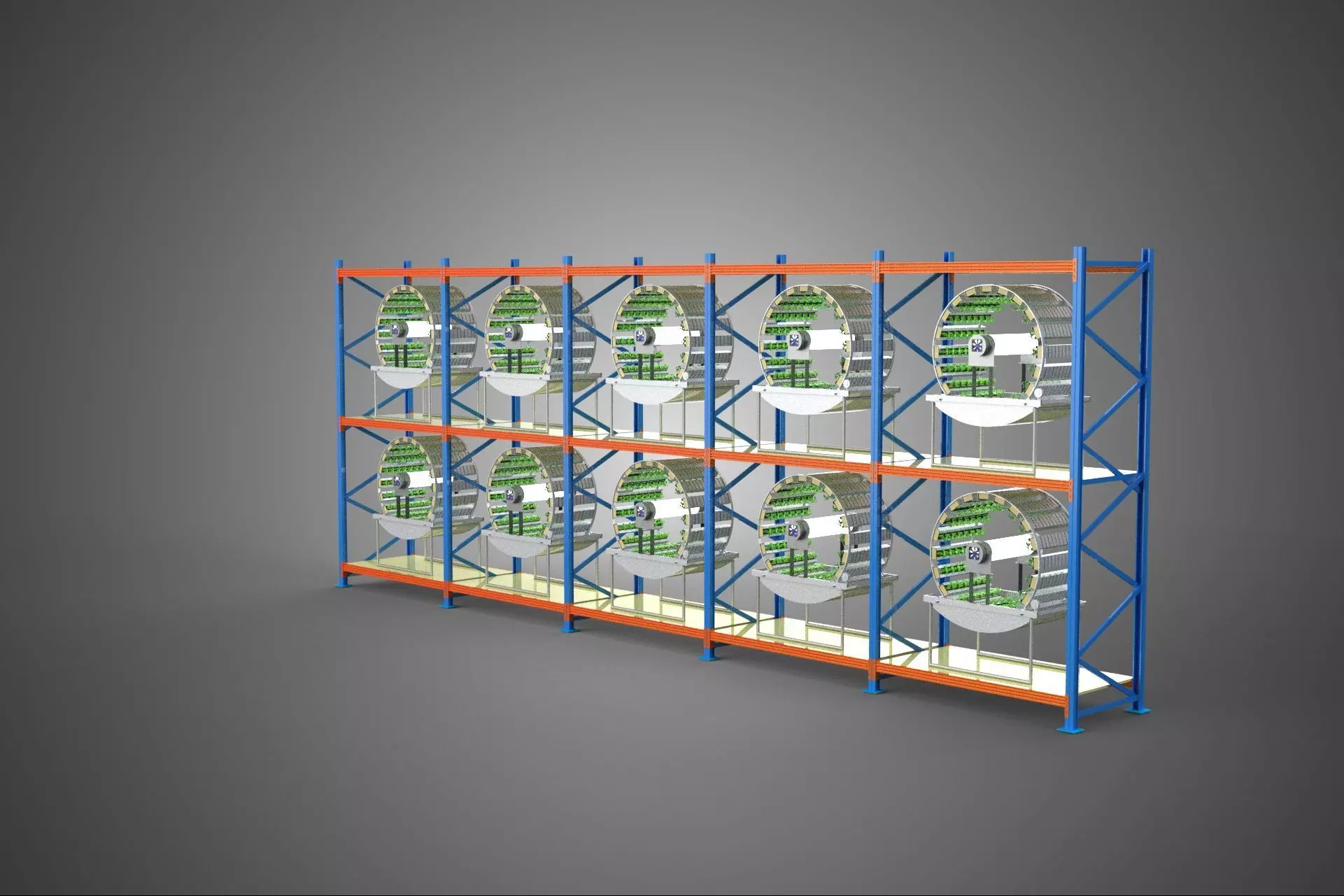 ARRAY ROW SHELF RACK TRAY ROTARY HYDROPONIC PLANT GARDEN TOWER 3D model_7