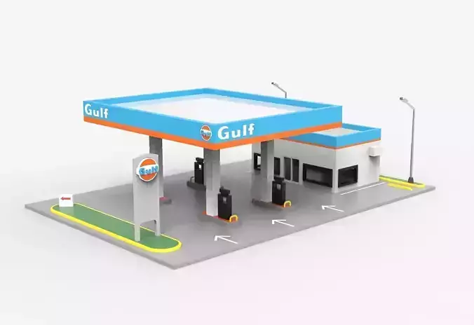 GULF GASOLINE STATION DIORAMA 1-64 - ESTACION DE SERVICO GULF