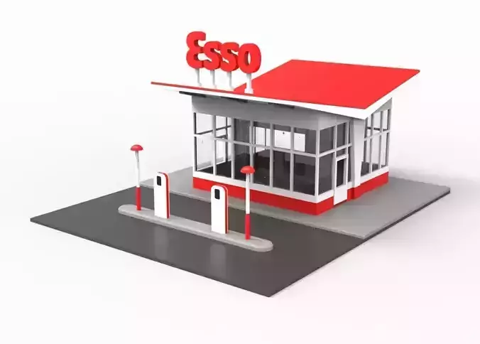ESSO GASOLINE STATION DIORAMA 1-64 - ESTACION DE SERVICO ESSO