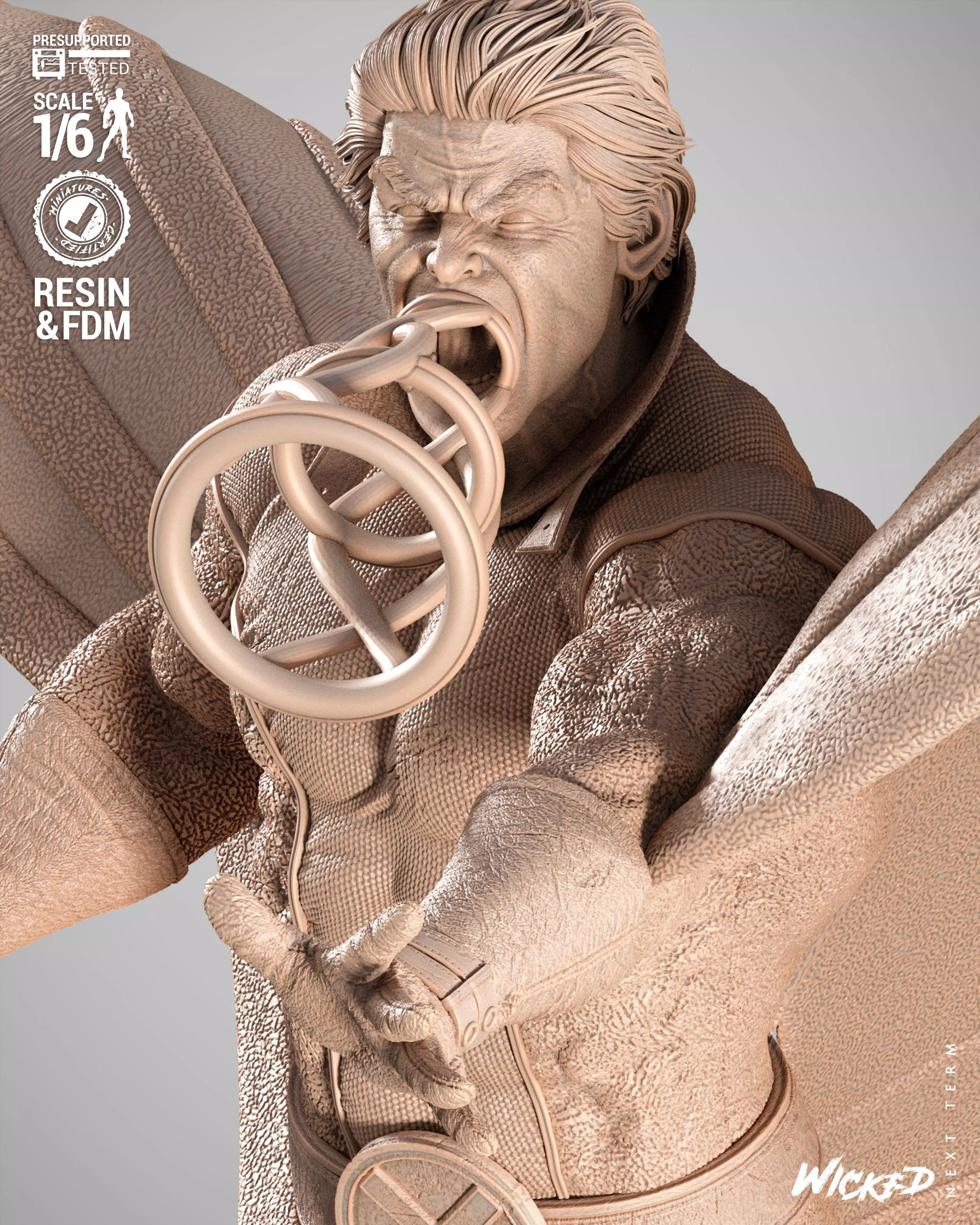 Wicked Marvel Banshee Sculpture 3D print model_2