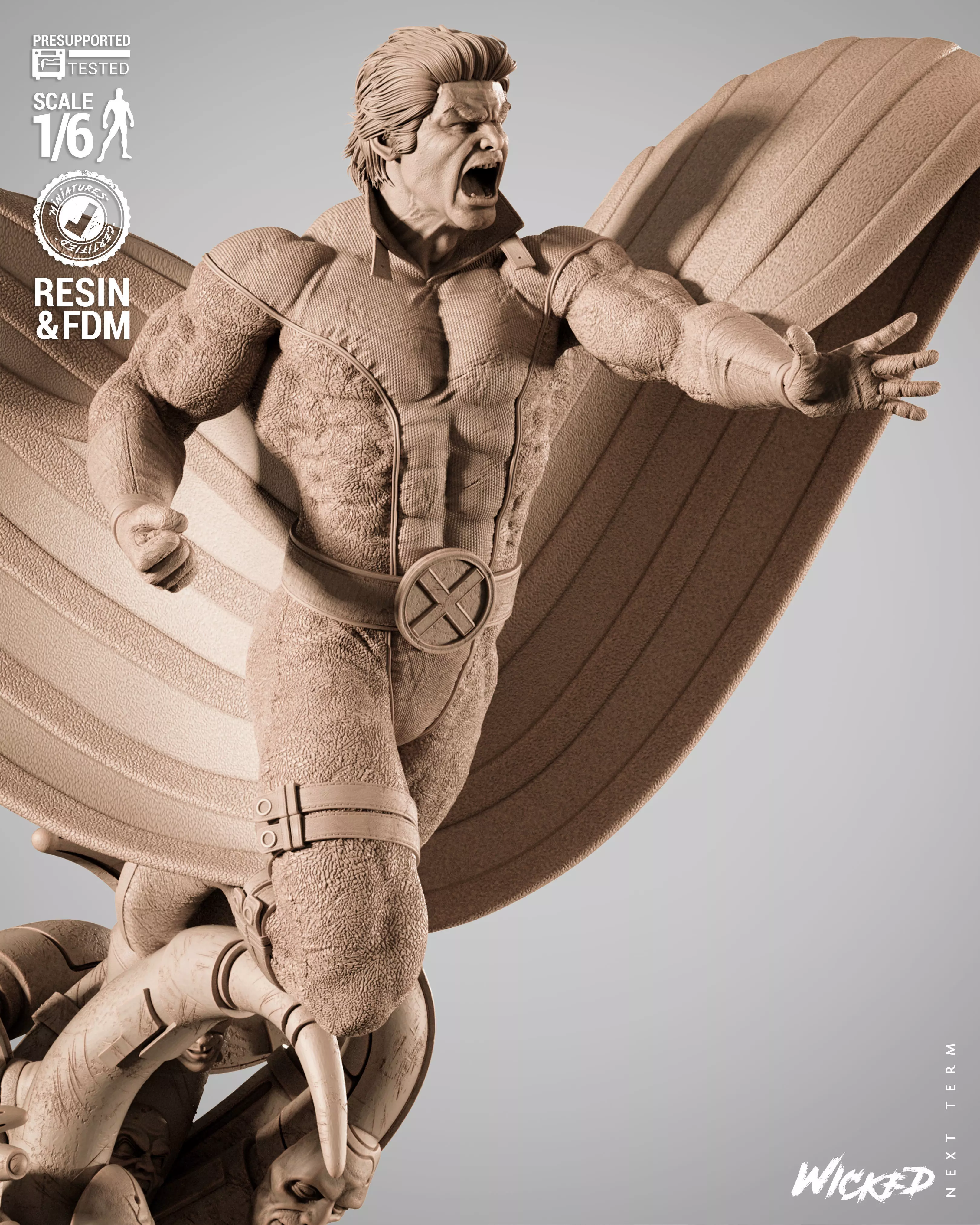 Wicked Marvel Banshee Sculpture 3D print model_9