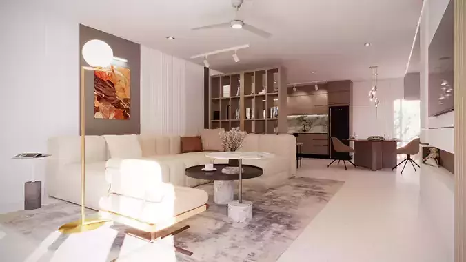 Modern Luxury Living Room Interior Scene in 3ds Max and VRay
