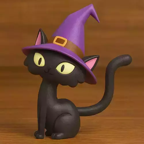 Cartoon Witch Cat Decoration