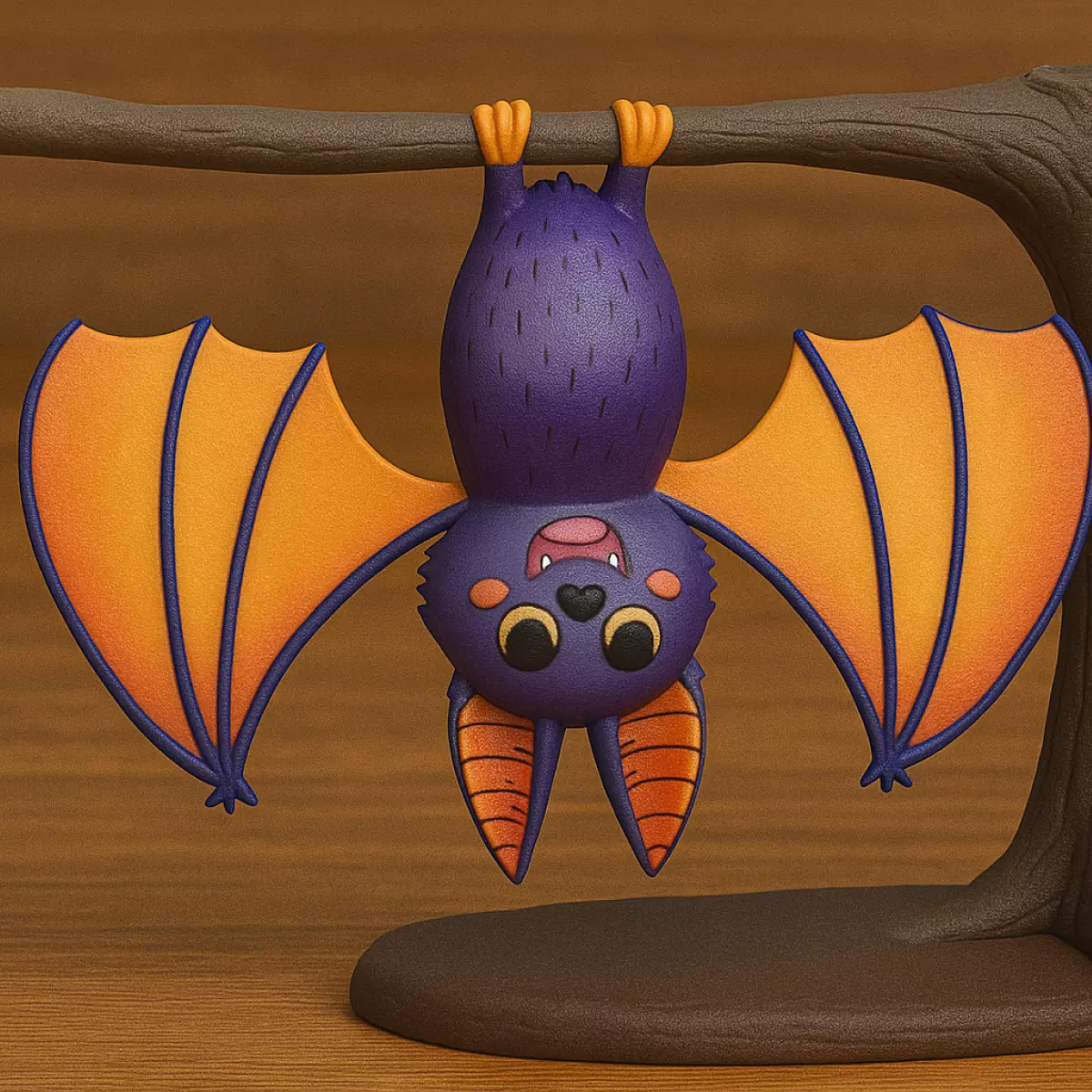 Cute Hanging Bat Figurine 3D print model_0