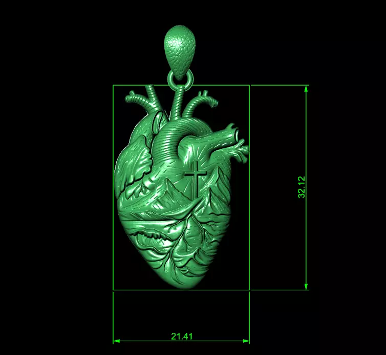 Anatomical Heart Pendant 3D print model_1