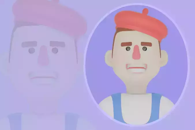 Stylized 3D Male Painter Character - Angry Cartoon Artist Model